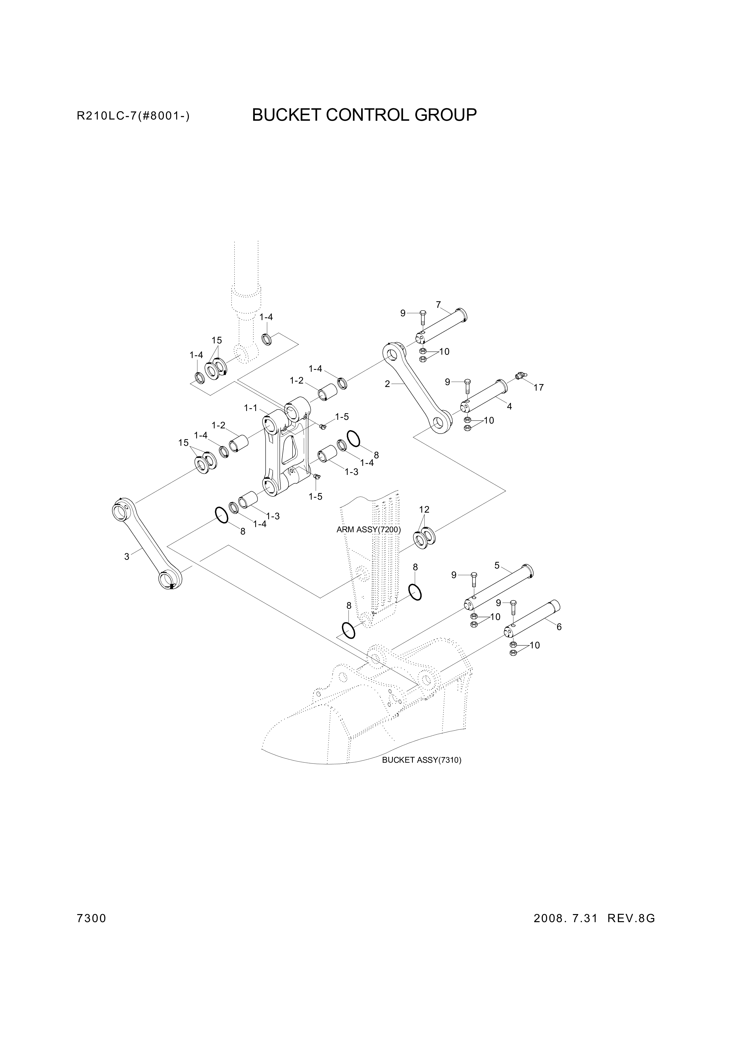 Technical drawing of Hyundai Construction Equipment 61EN-17100 BUSHING-PIN with dimensions and layout (figure 5)