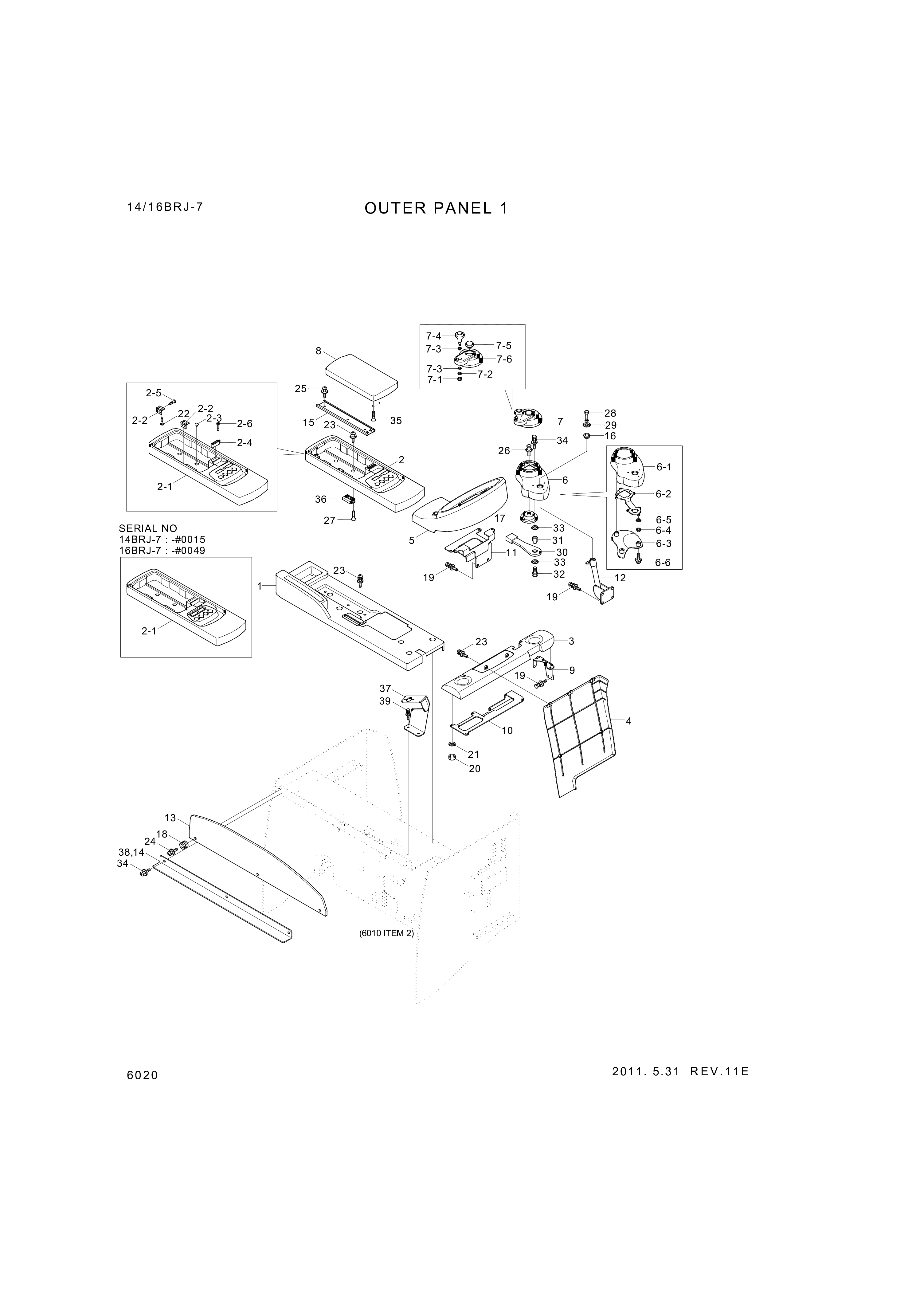 Technical drawing of Hyundai Construction Equipment S141-030156 BOLT-FLAT with dimensions and layout (figure 2)