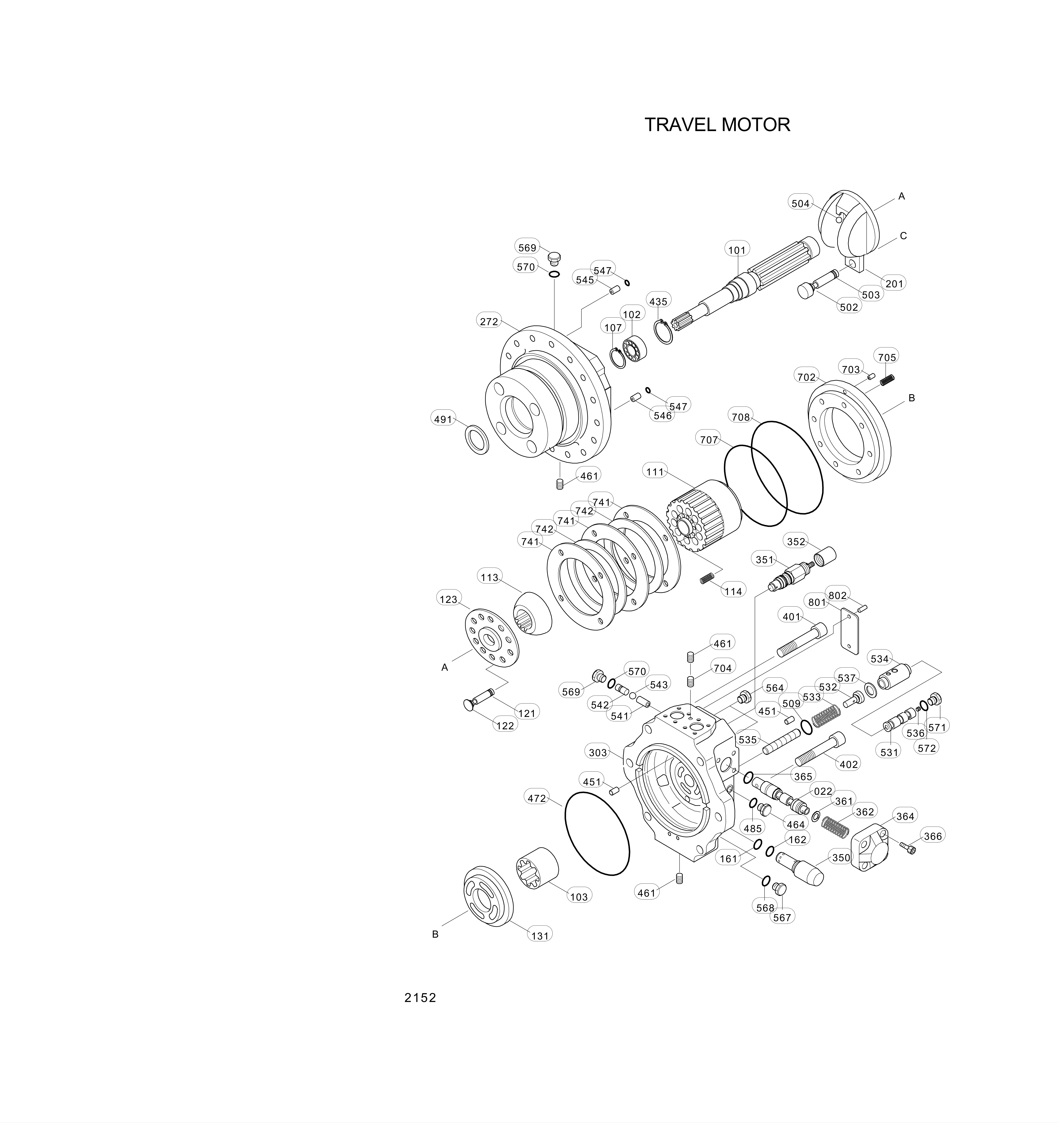 Technical drawing of Hyundai Construction Equipment 3550D-01B T/Reduction Gear with dimensions and layout (figure 4)