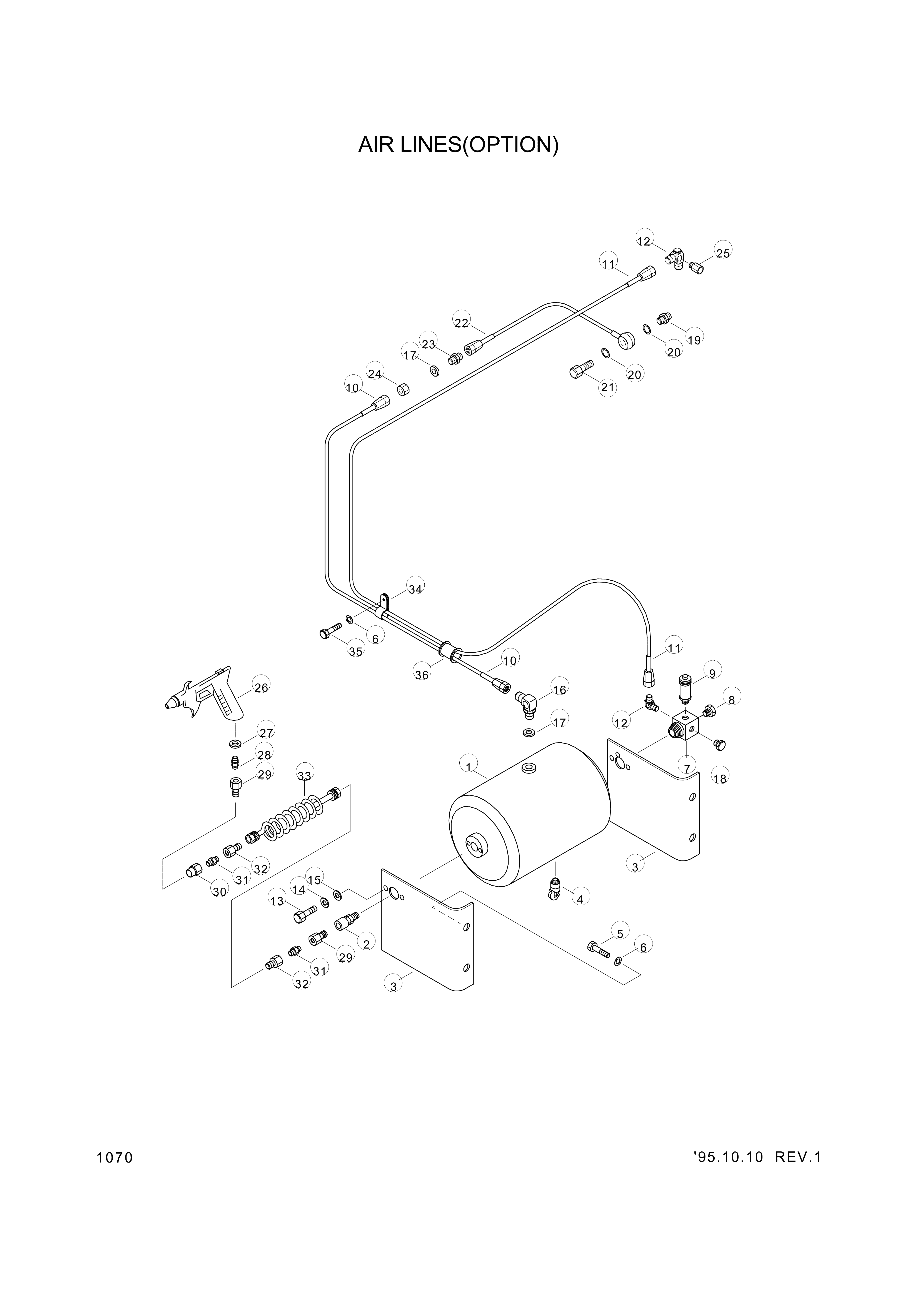 Technical drawing of Hyundai Construction Equipment 11L1-4001 BOLT-BANJO with dimensions and layout