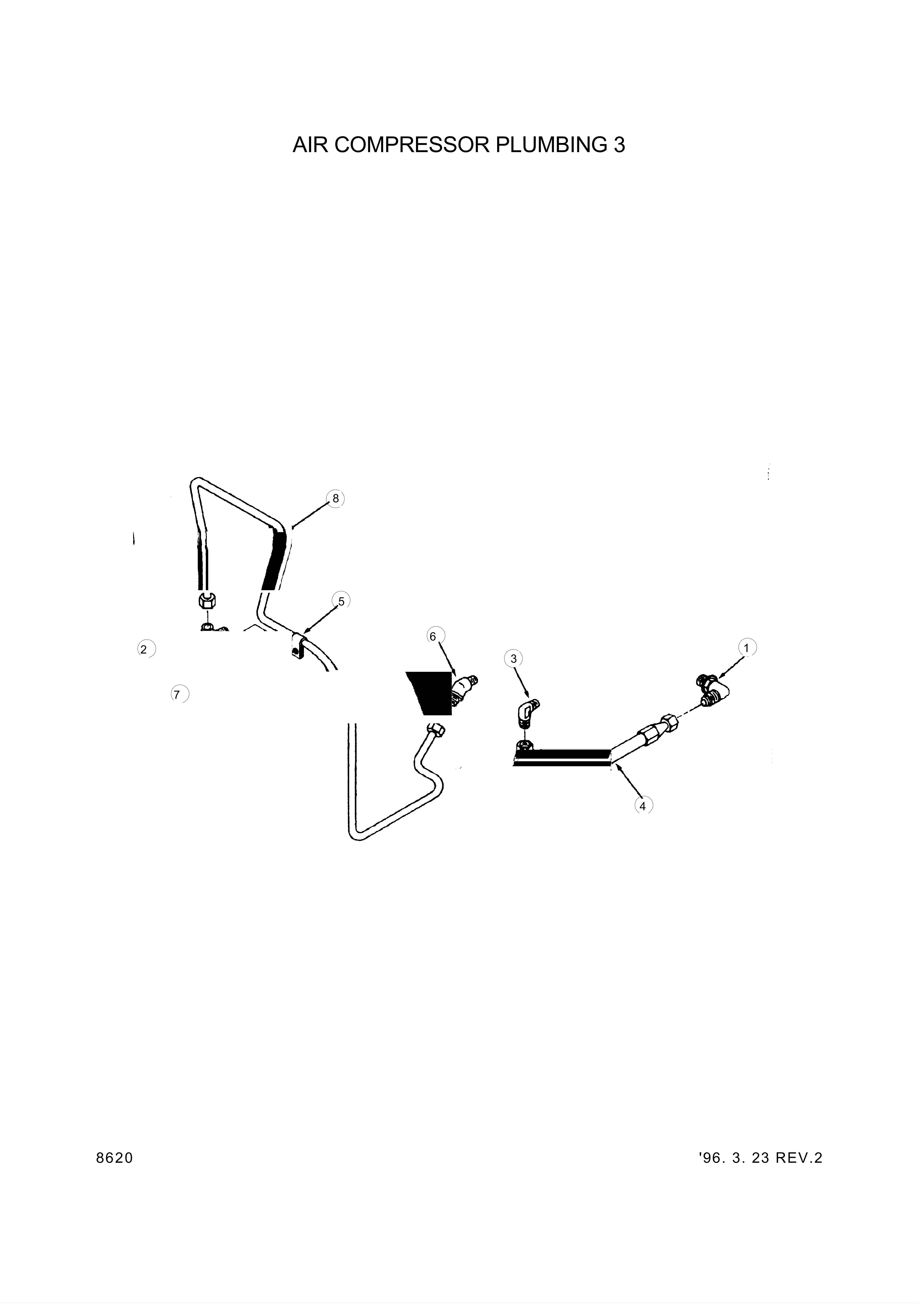 Technical drawing of Hyundai Construction Equipment YUBP-06812 HOSE-FLEXIBLE with dimensions and layout (figure 2)