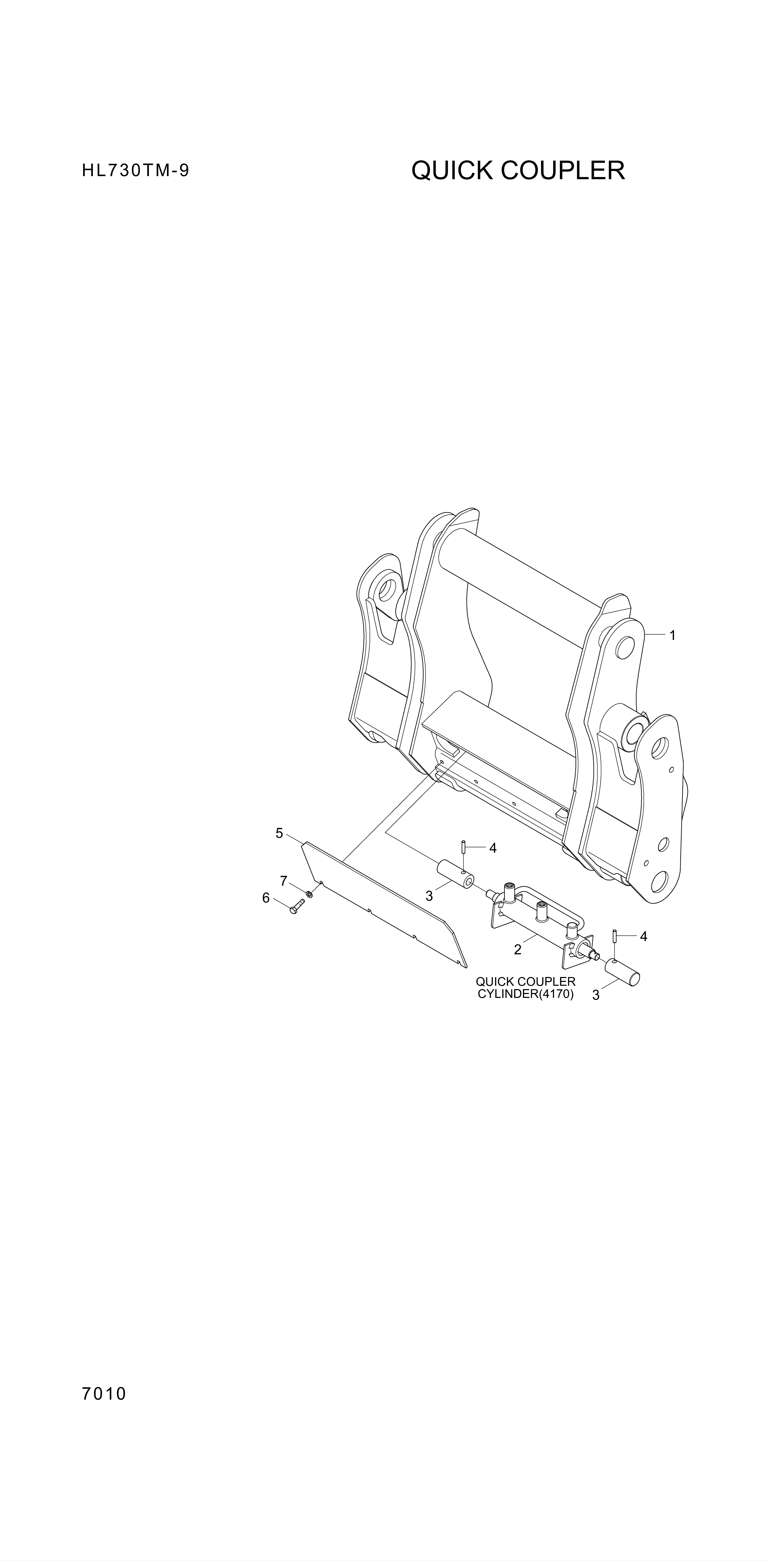 Technical drawing of Hyundai Construction Equipment 61LP-90020 QUICKCOUPLER with dimensions and layout