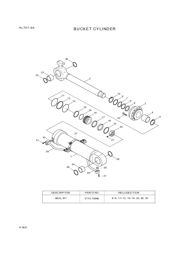 drawing for Hyundai Construction Equipment 31YC-13070 - BUSHING-PIN