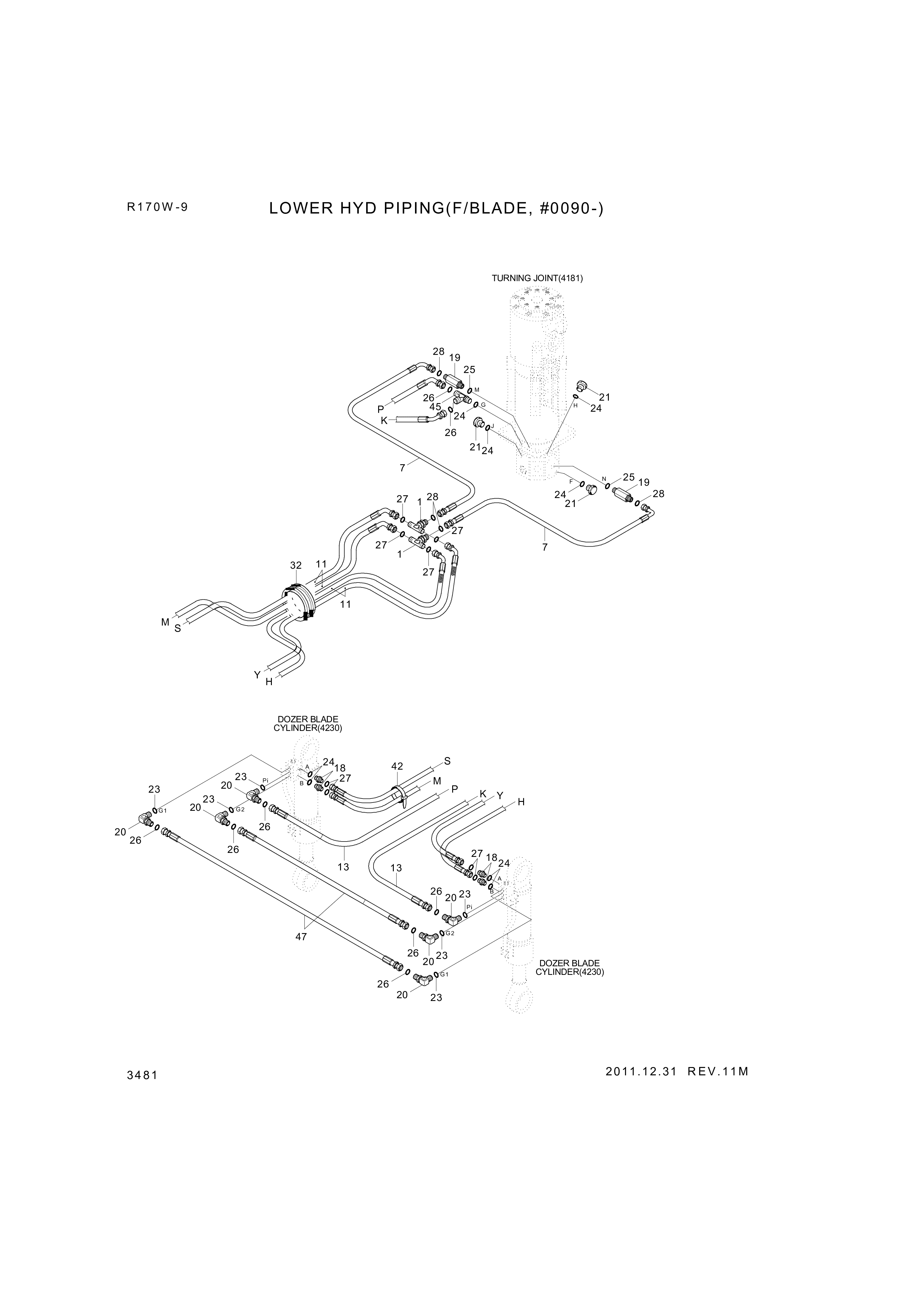 drawing for Hyundai Construction Equipment P933-087031 - HOSE ASSY-ORFS&THD