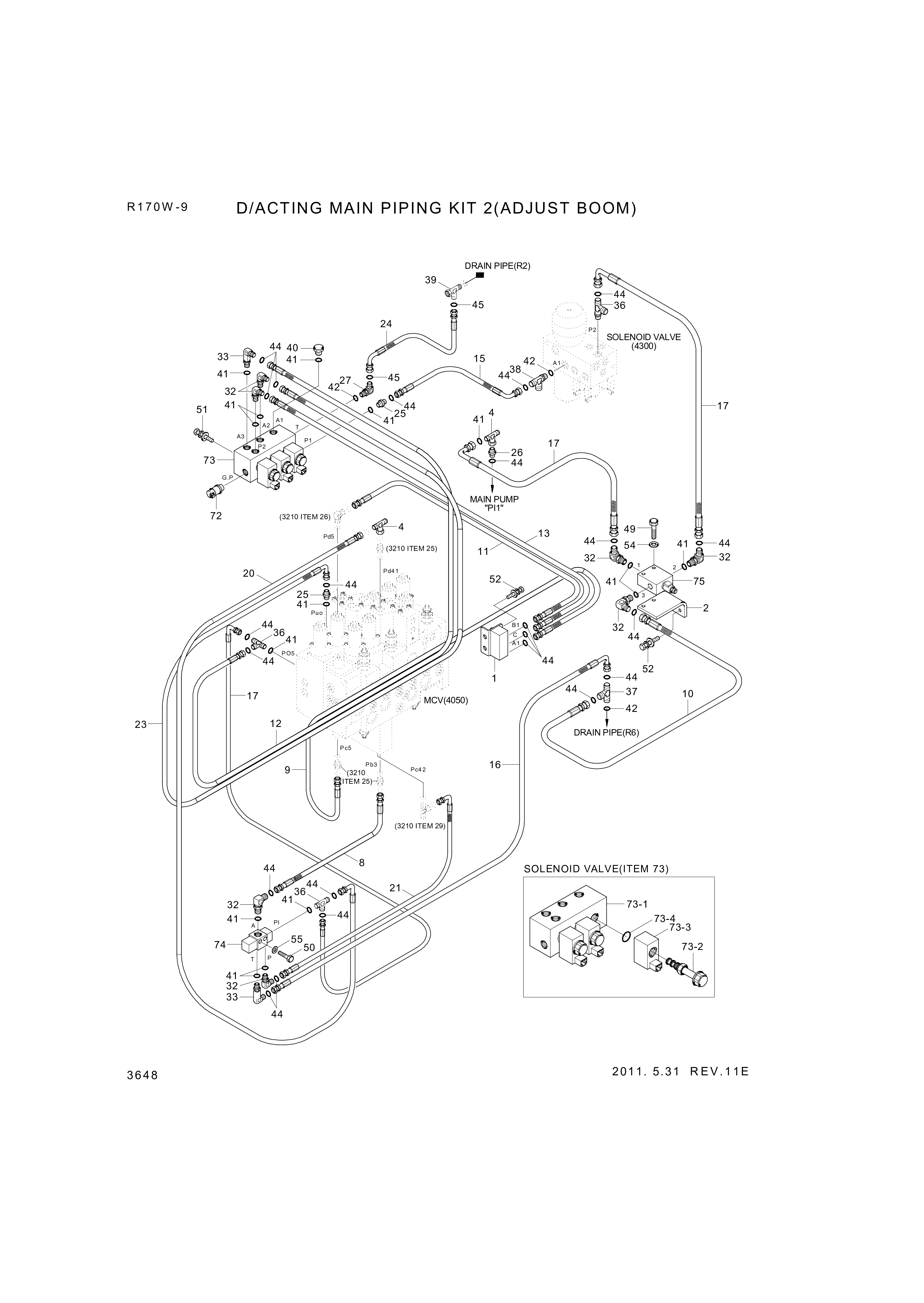 drawing for Hyundai Construction Equipment P930-042052 - HOSE ASSY-ORFS&THD