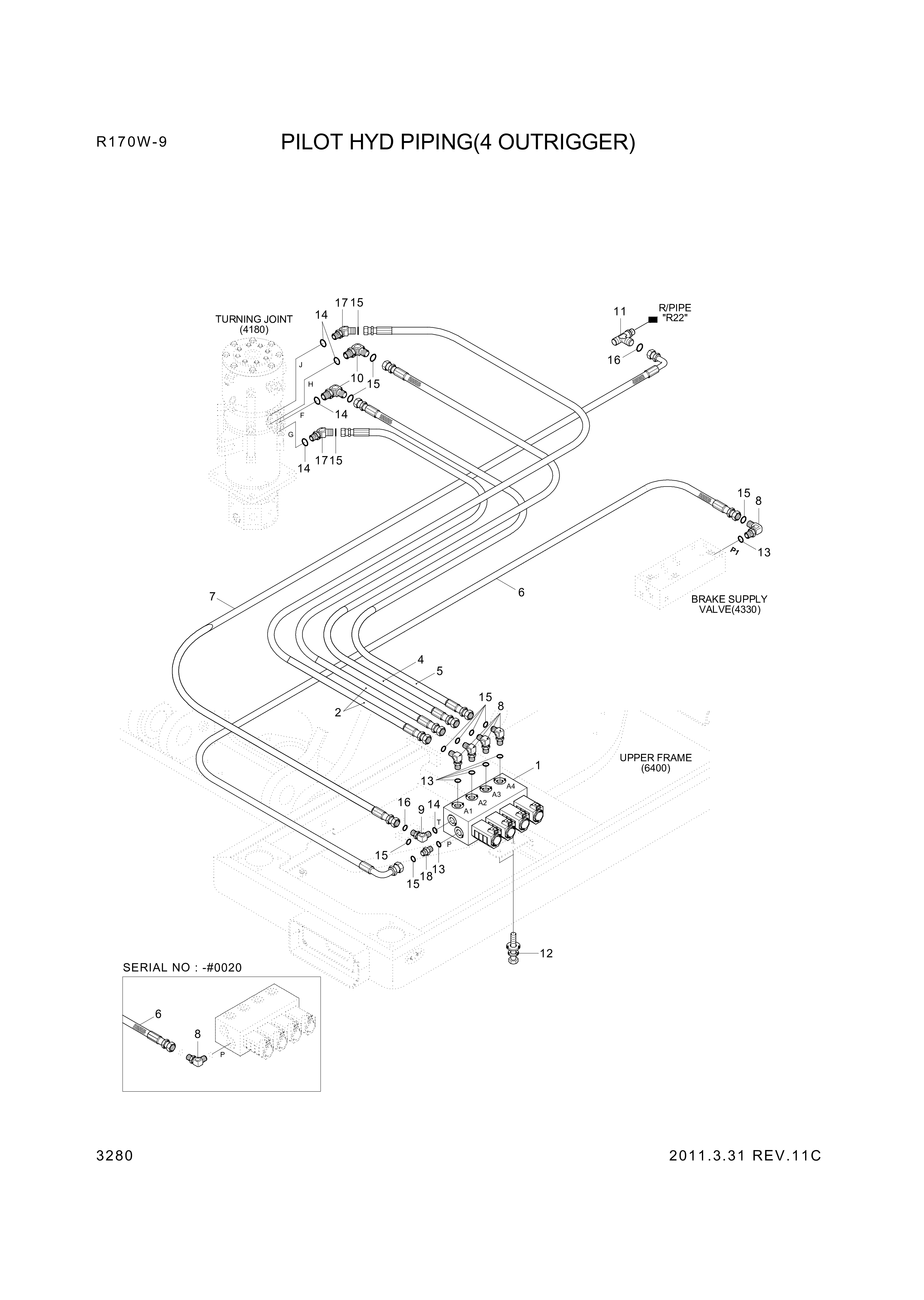 drawing for Hyundai Construction Equipment P930-062043 - HOSE ASSY-ORFS&THD