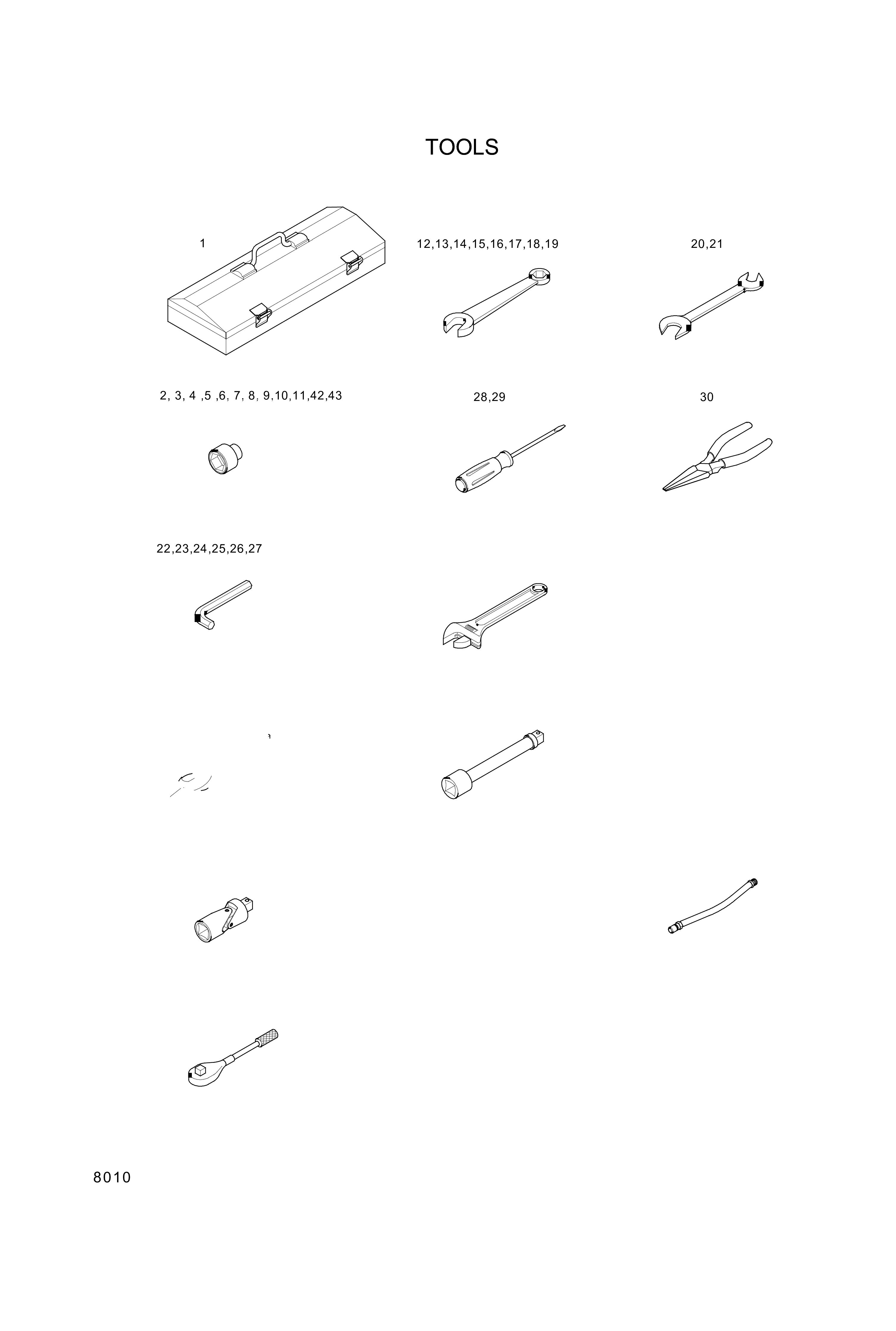 Technical drawing of Hyundai Construction Equipment 94L1-20012 DECAL-TOOL LIST with dimensions and layout (figure 3)