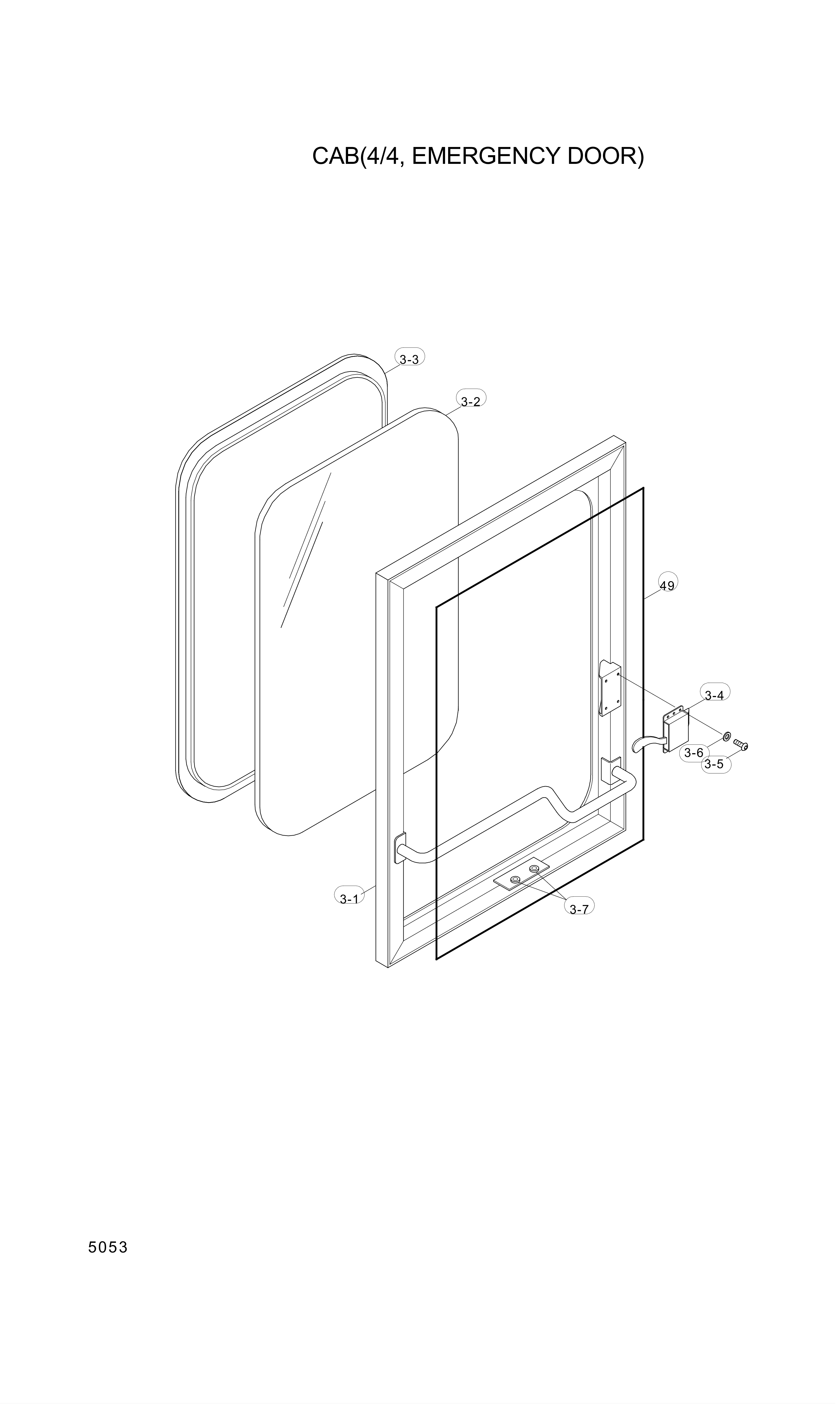 drawing for Hyundai Construction Equipment 74L3-05161 - DOOR ASSY-EMERGENCY