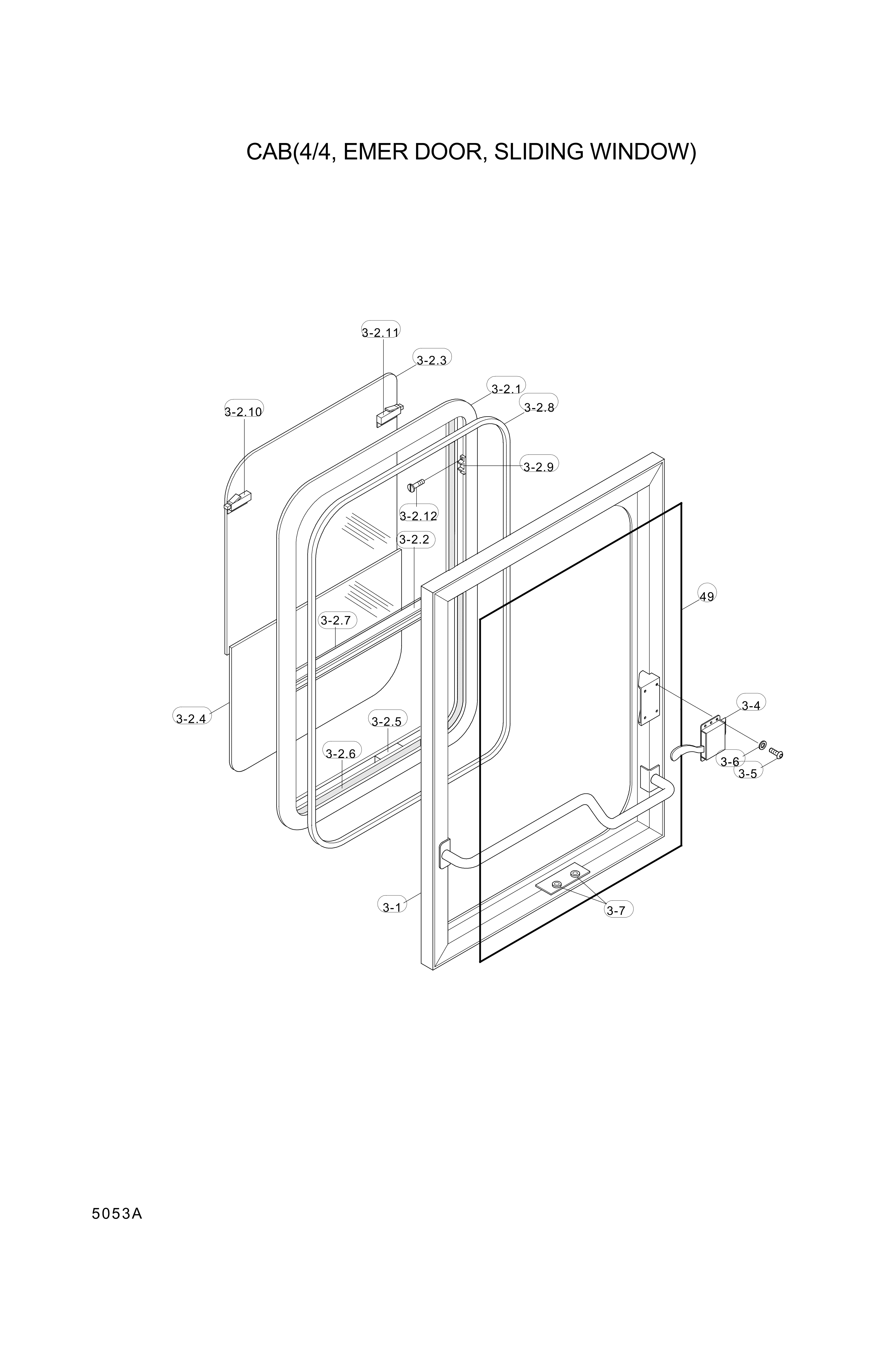 drawing for Hyundai Construction Equipment 74L3-05172 - FRAME-DOOR