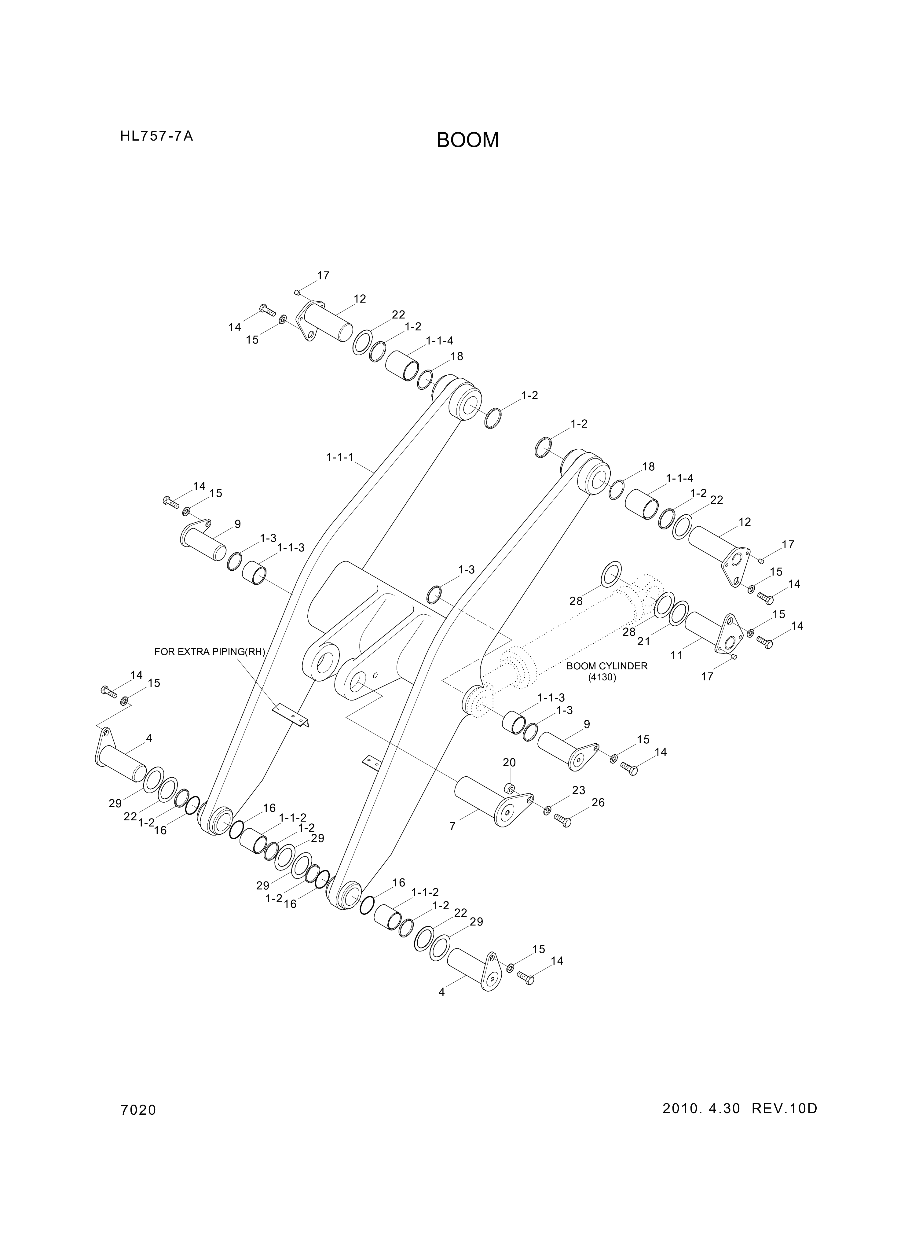 drawing for Hyundai Construction Equipment 61LD-10011 - BOOM ASSY