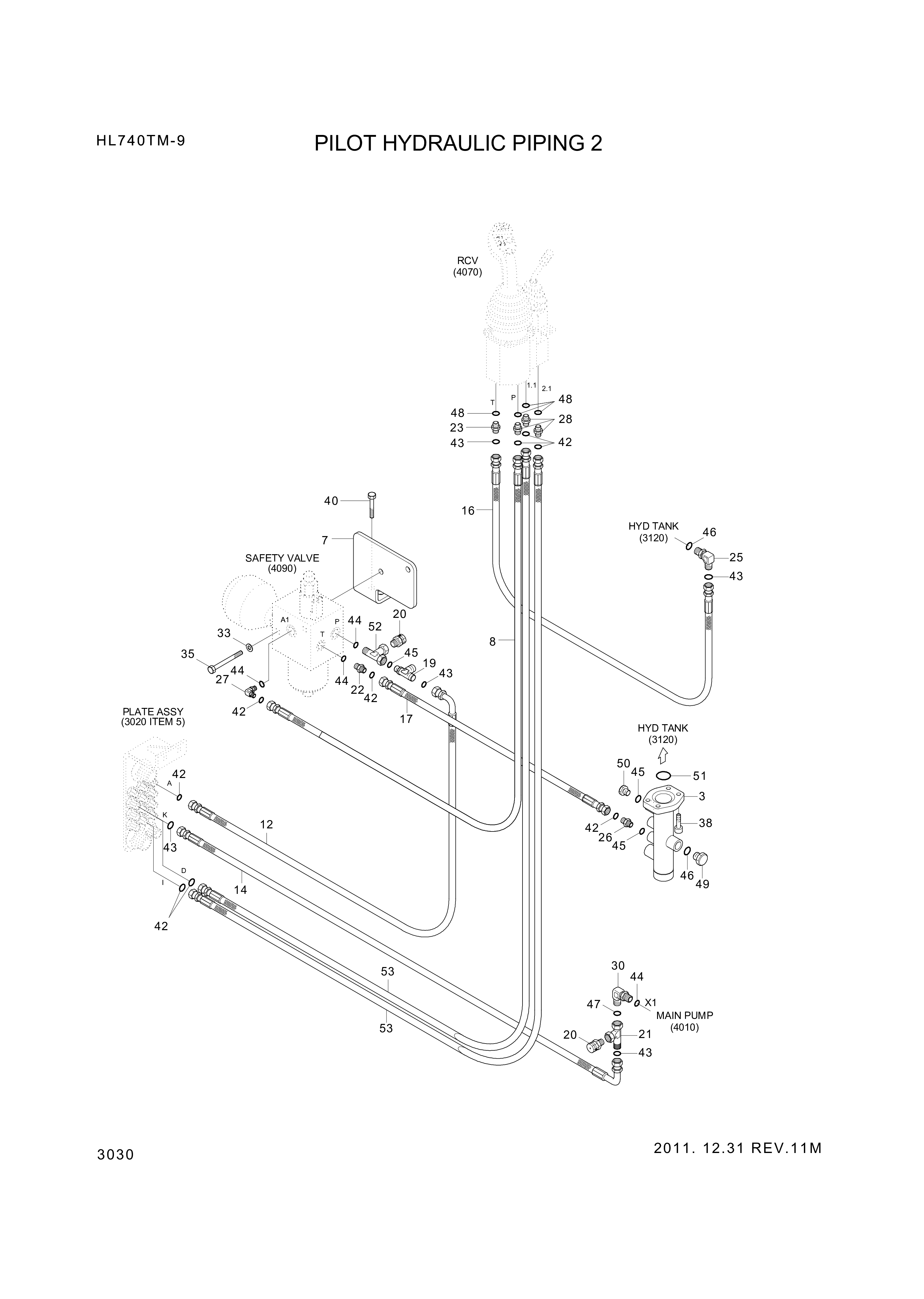 Technical drawing of Hyundai Construction Equipment P930-066012 HOSE ASSY-ORFS&amp;THD with dimensions and layout