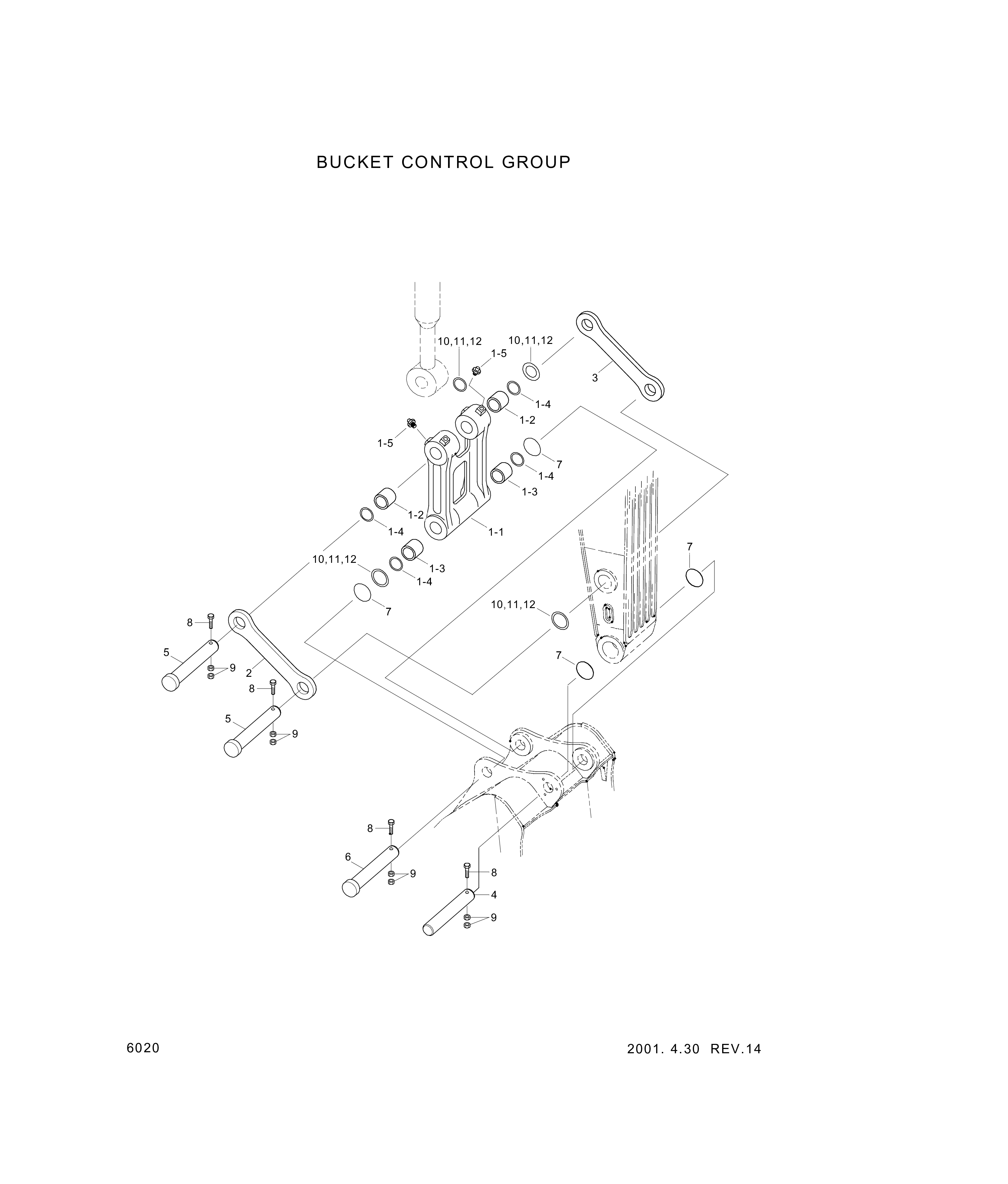 Technical drawing of Hyundai Construction Equipment 61EM-40030 BUSHING-PIN with dimensions and layout