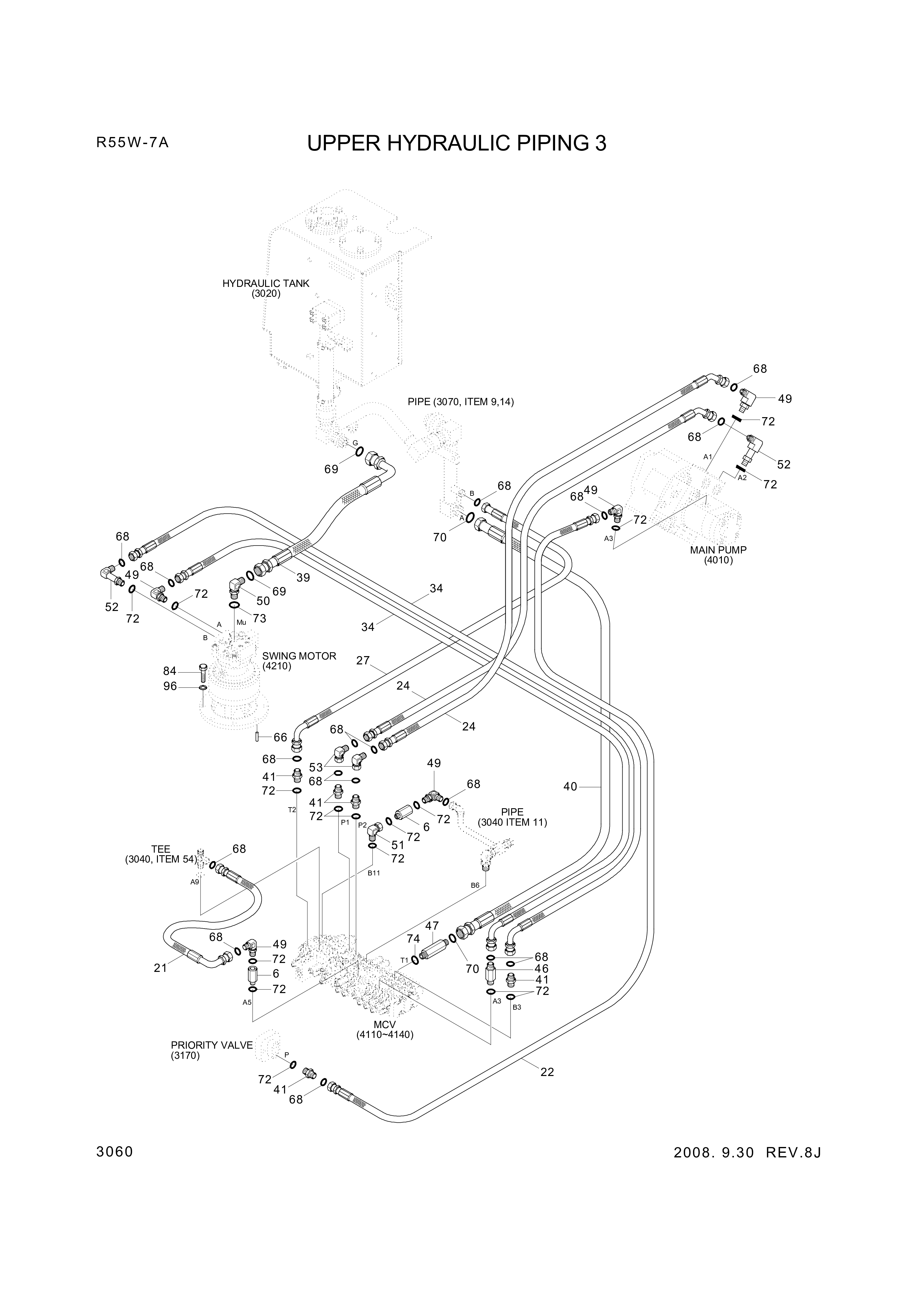 drawing for Hyundai Construction Equipment P930-082032 - HOSE ASSY-ORFS&THD