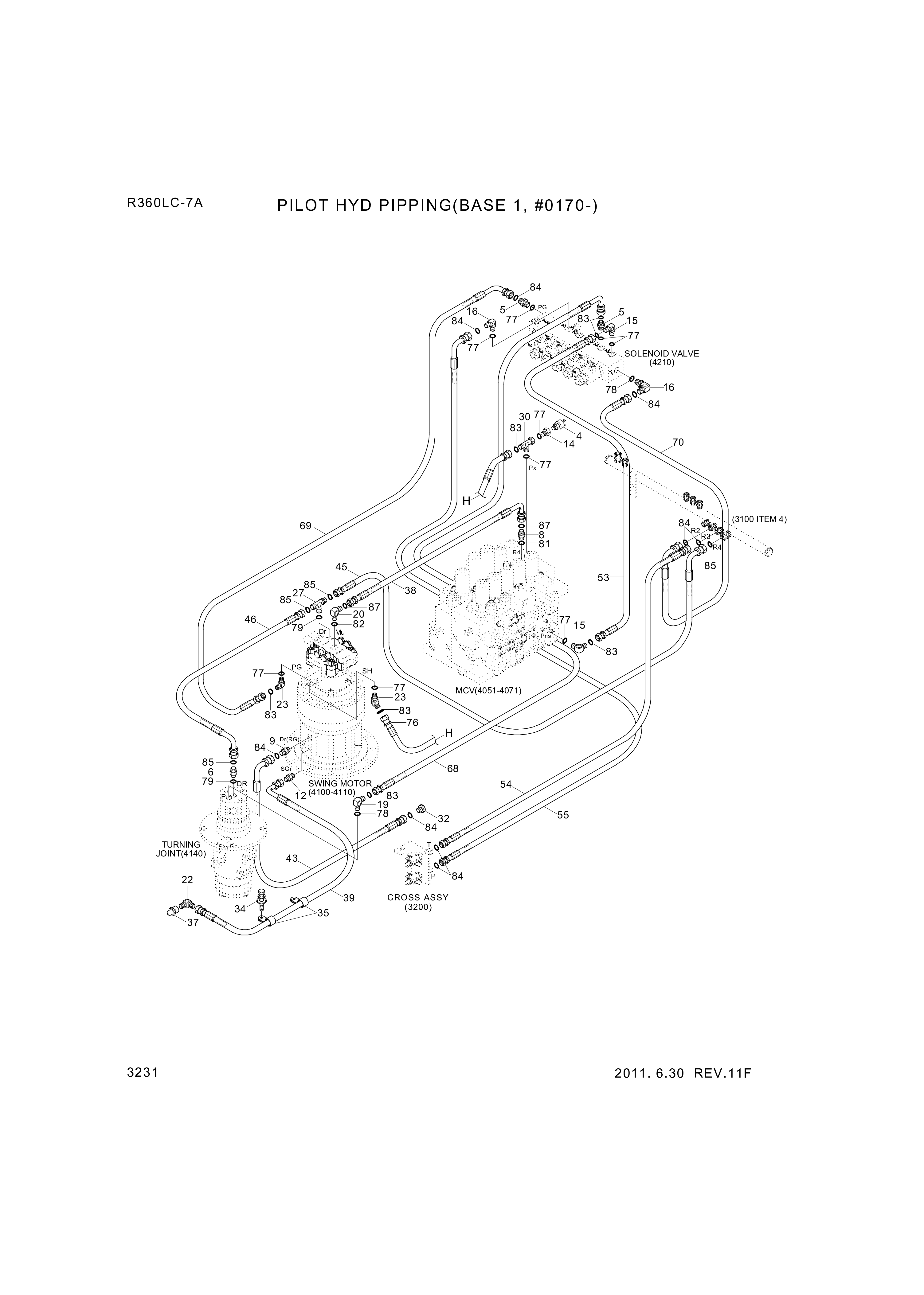 drawing for Hyundai Construction Equipment P930-082022 - HOSE ASSY-ORFS&THD