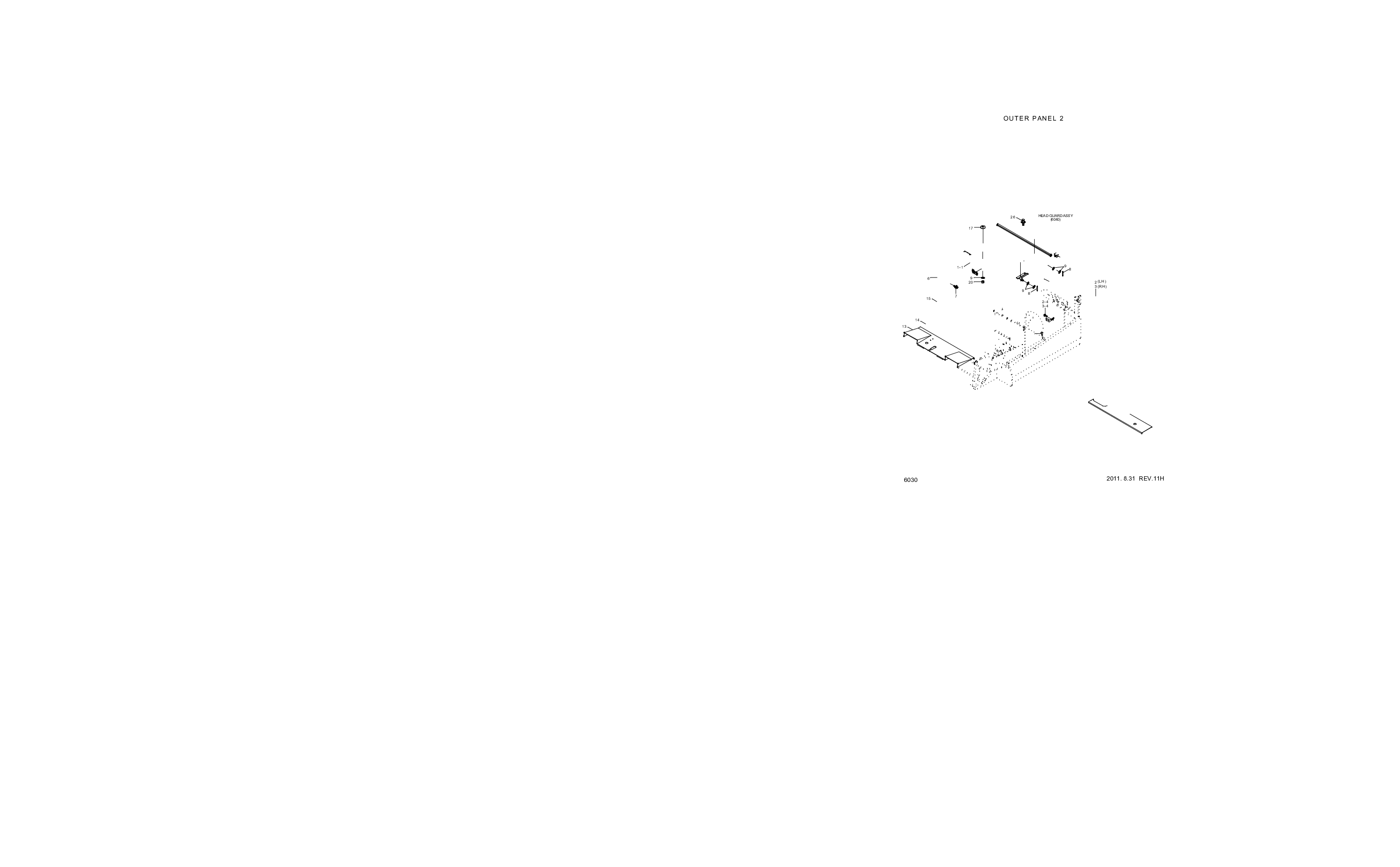 Technical drawing of Hyundai Construction Equipment S461-080206 PIN-SPLIT with dimensions and layout (figure 2)