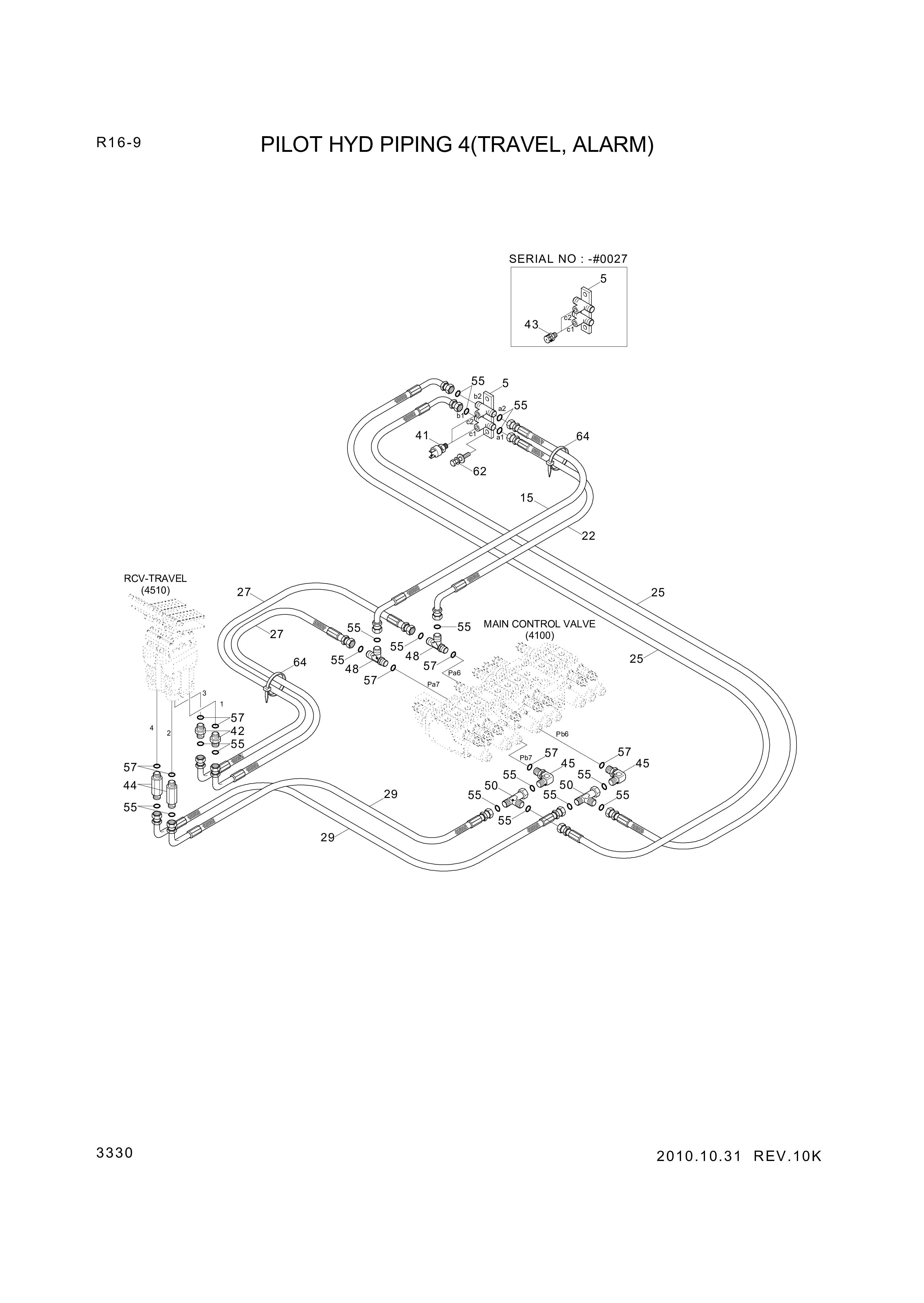 drawing for Hyundai Construction Equipment P930-042005 - HOSE ASSY-ORFS&THD