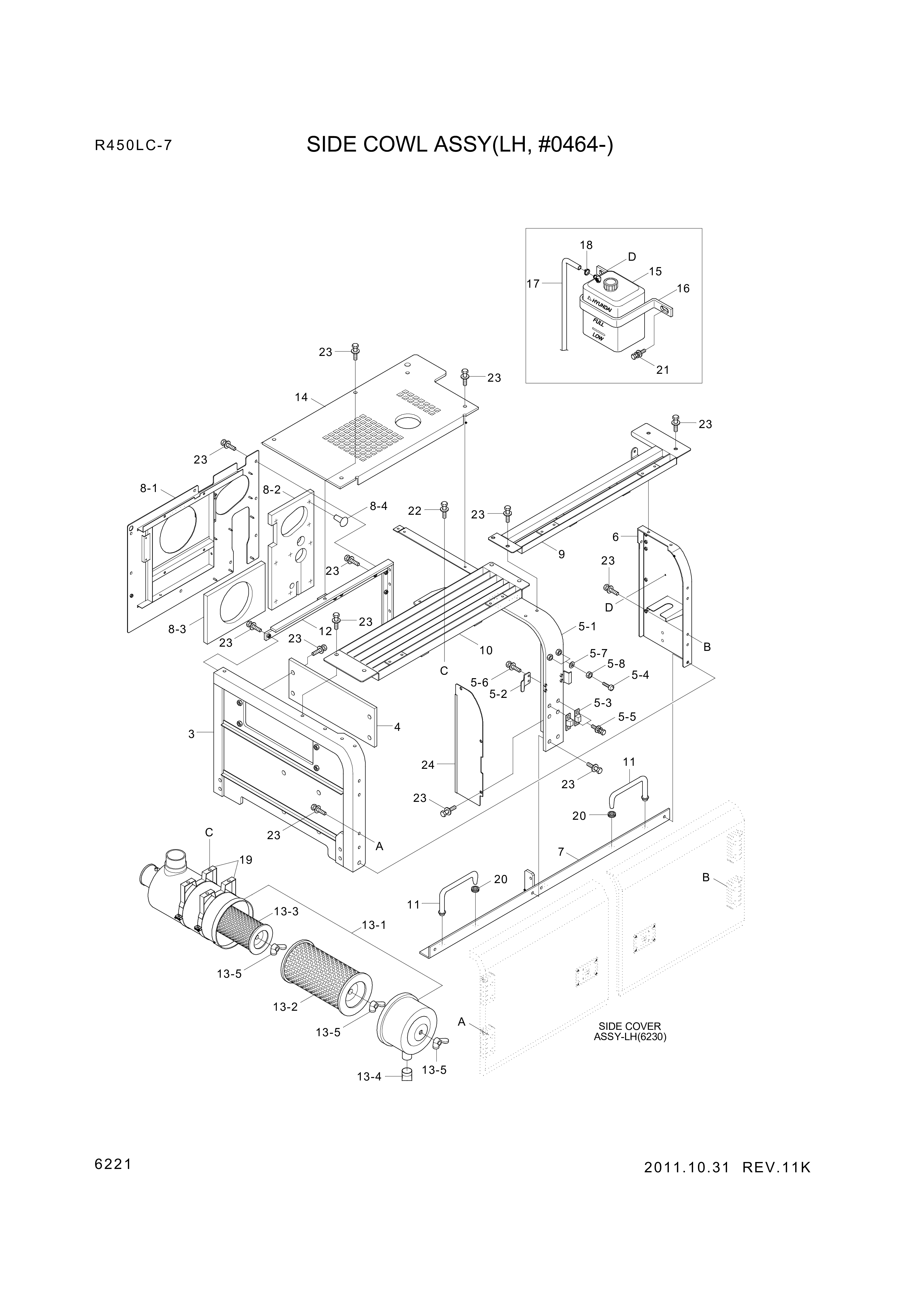 drawing for Hyundai Construction Equipment 14L1-01570-A - ELEMENT-INNER