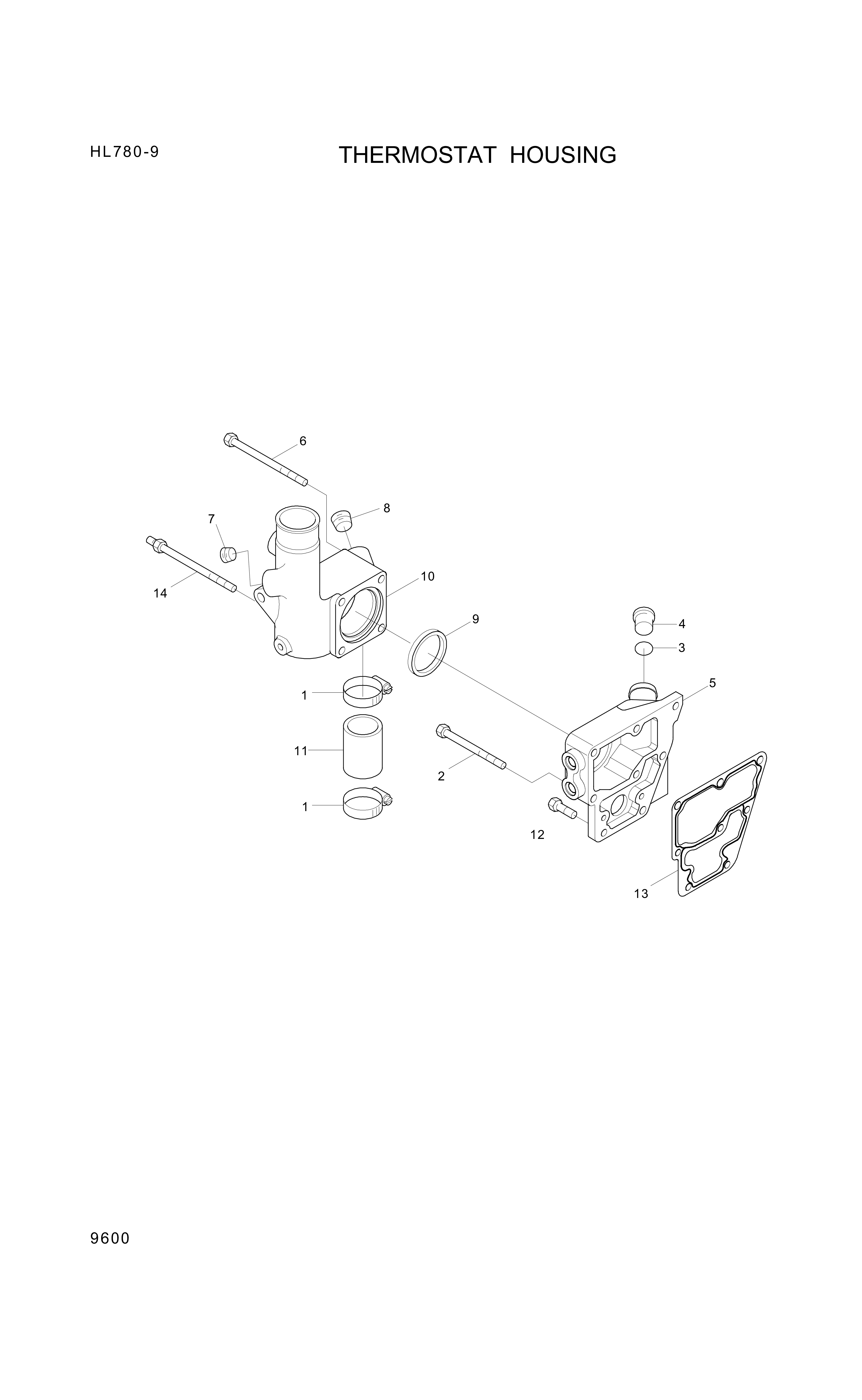 drawing for Hyundai Construction Equipment YUBP-06839 - HOUSING-THERMOSTAT