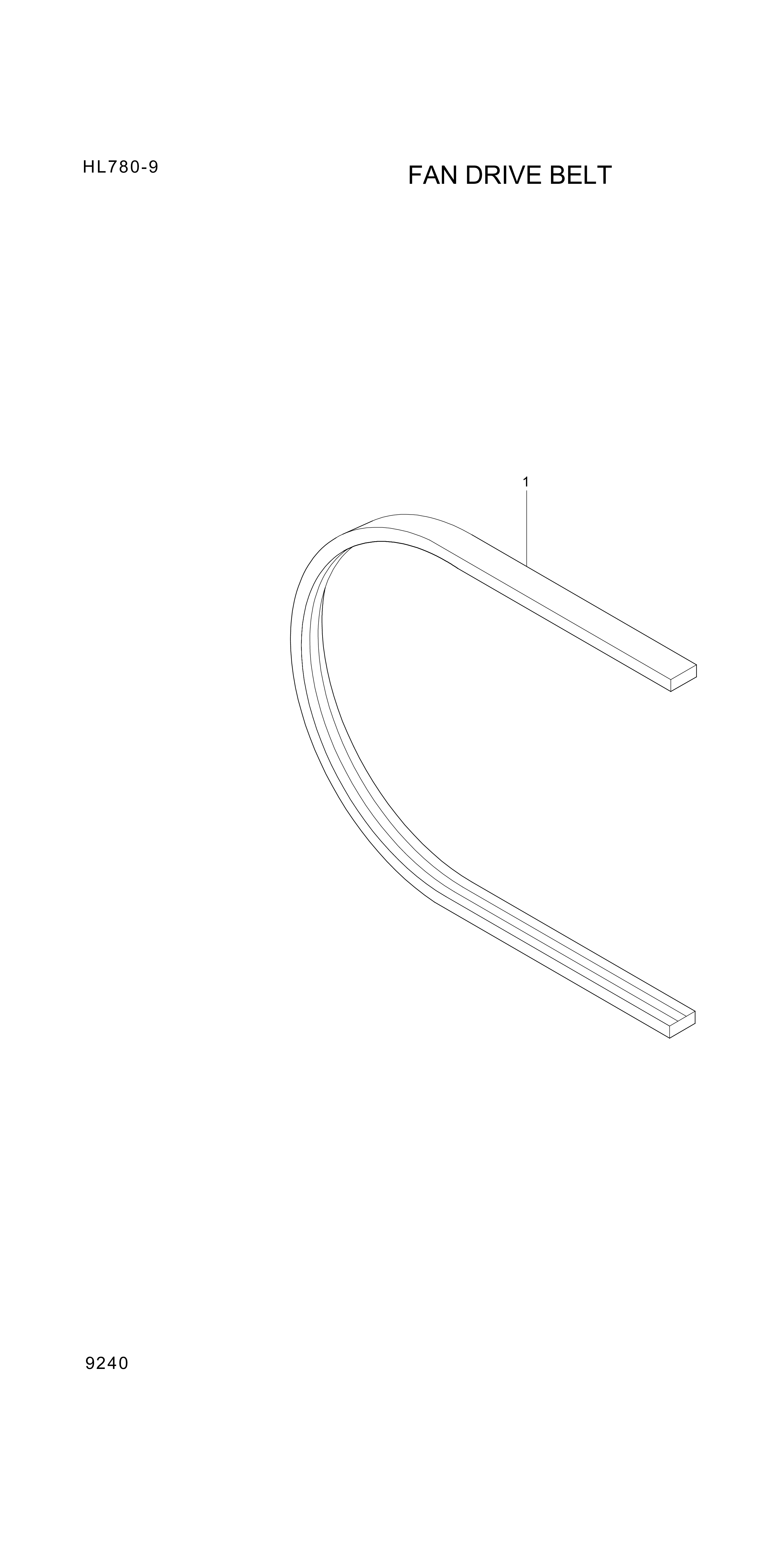 Technical drawing of Hyundai Construction Equipment YUBP-05215 BELT-FAN with dimensions and layout (figure 2)