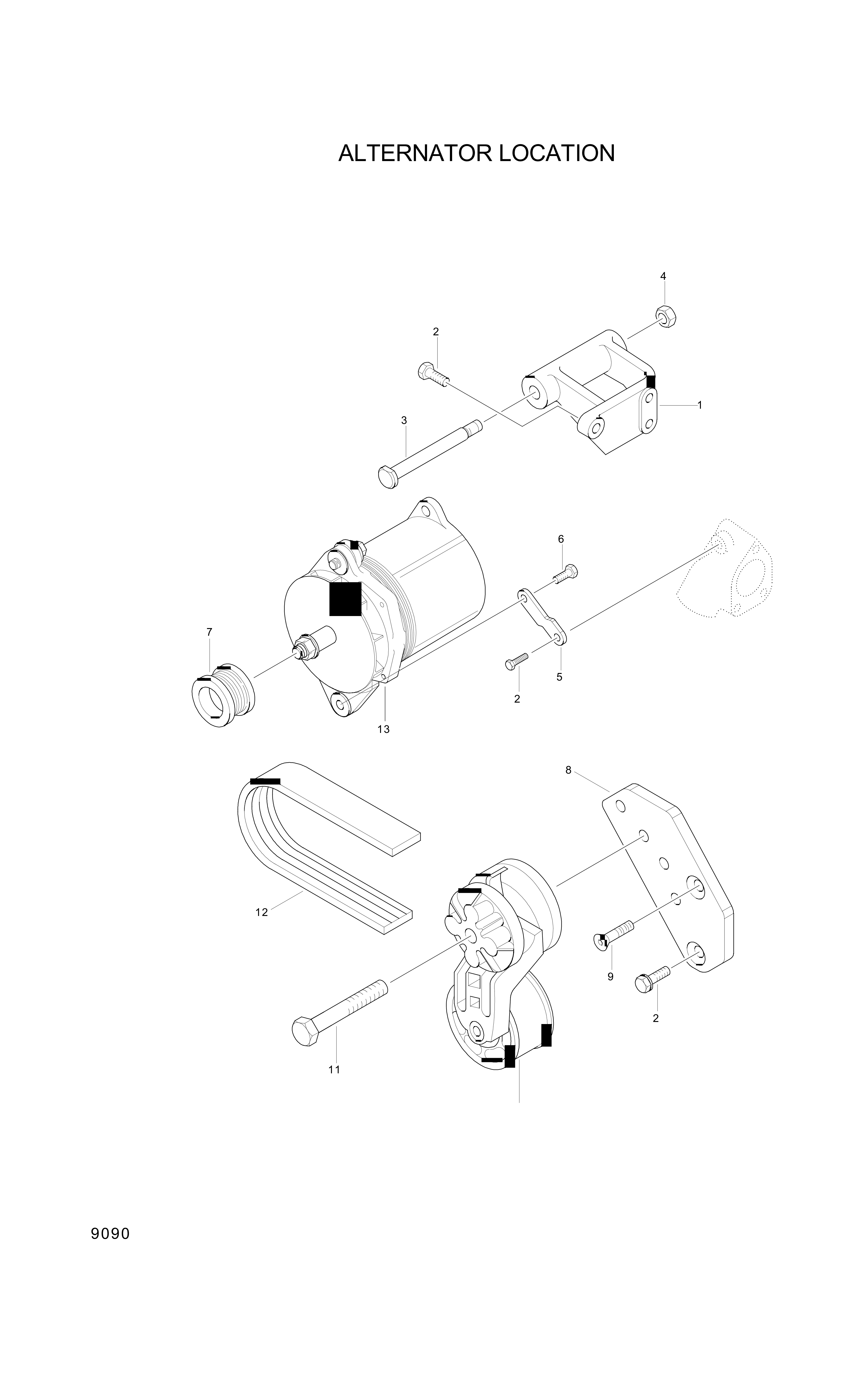 drawing for Hyundai Construction Equipment 3936201 - BELT TENSIONER