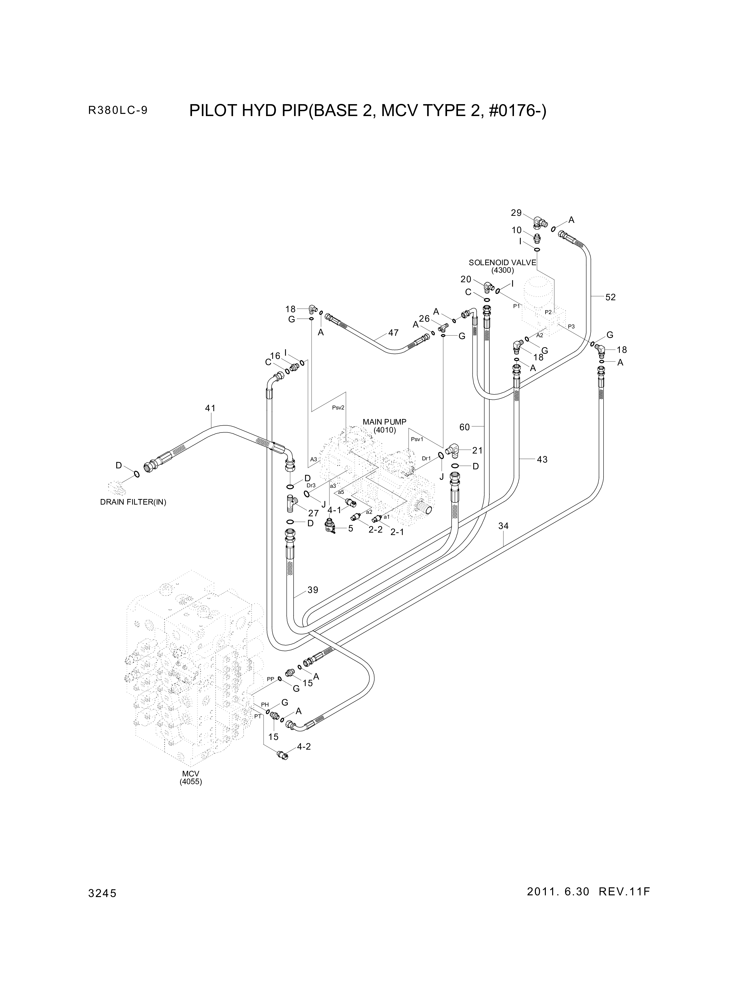 drawing for Hyundai Construction Equipment P930-042044 - HOSE ASSY-ORFS&THD