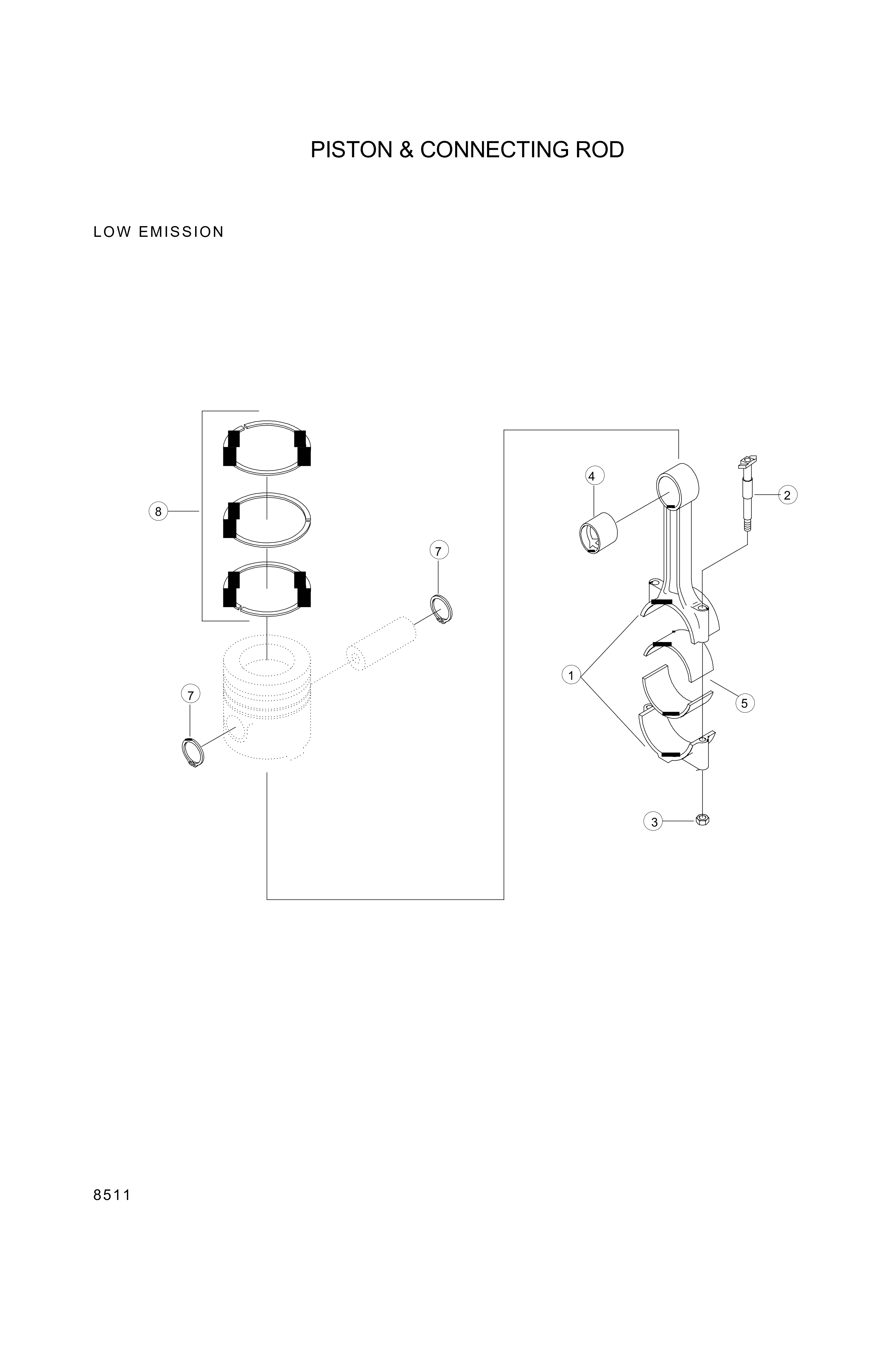 Technical drawing of Hyundai Construction Equipment YUBP-07023 RING SET-PISTON with dimensions and layout (figure 5)