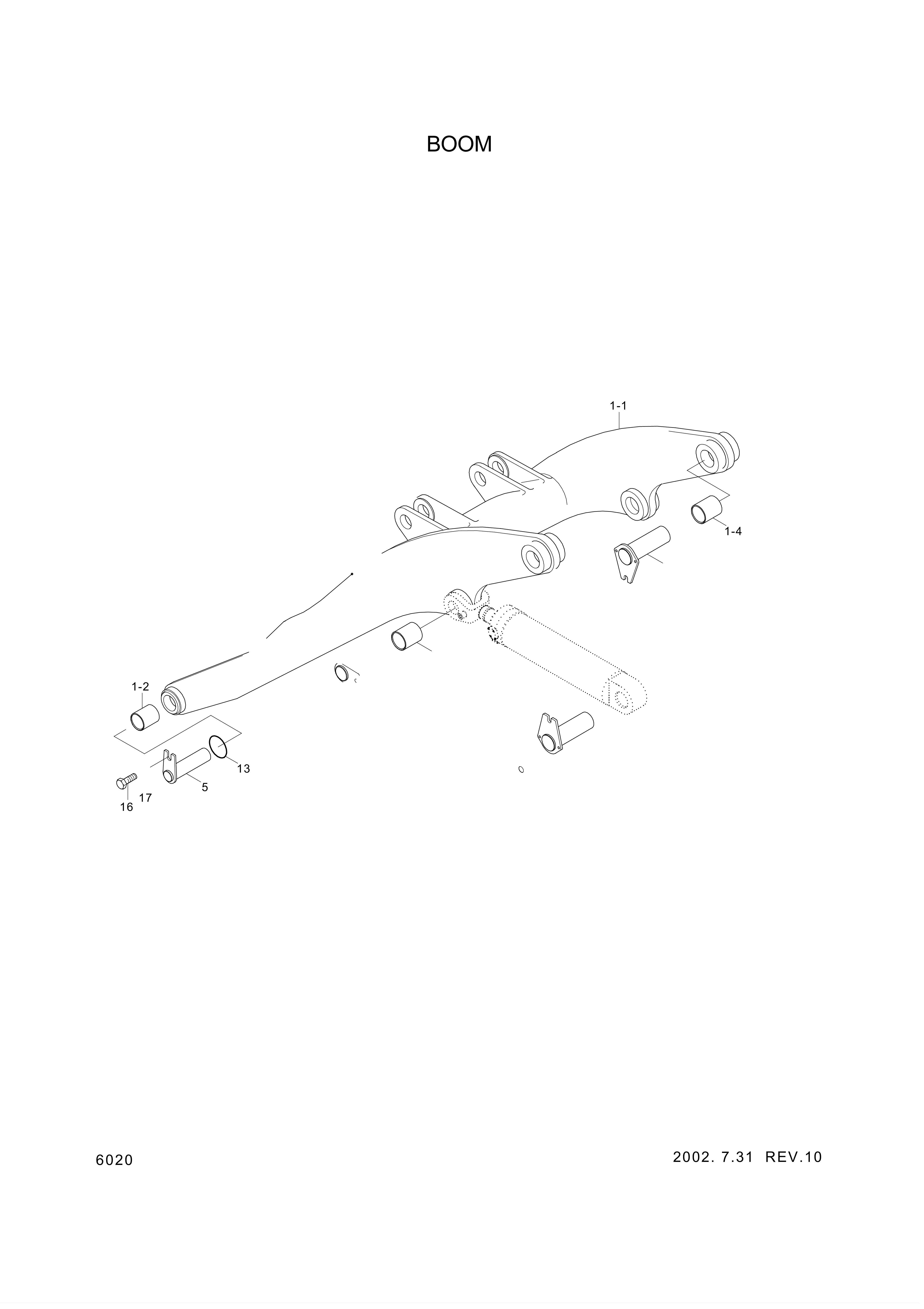 Technical drawing of Hyundai Construction Equipment 61L6-00650 PIN-JOINT with dimensions and layout
