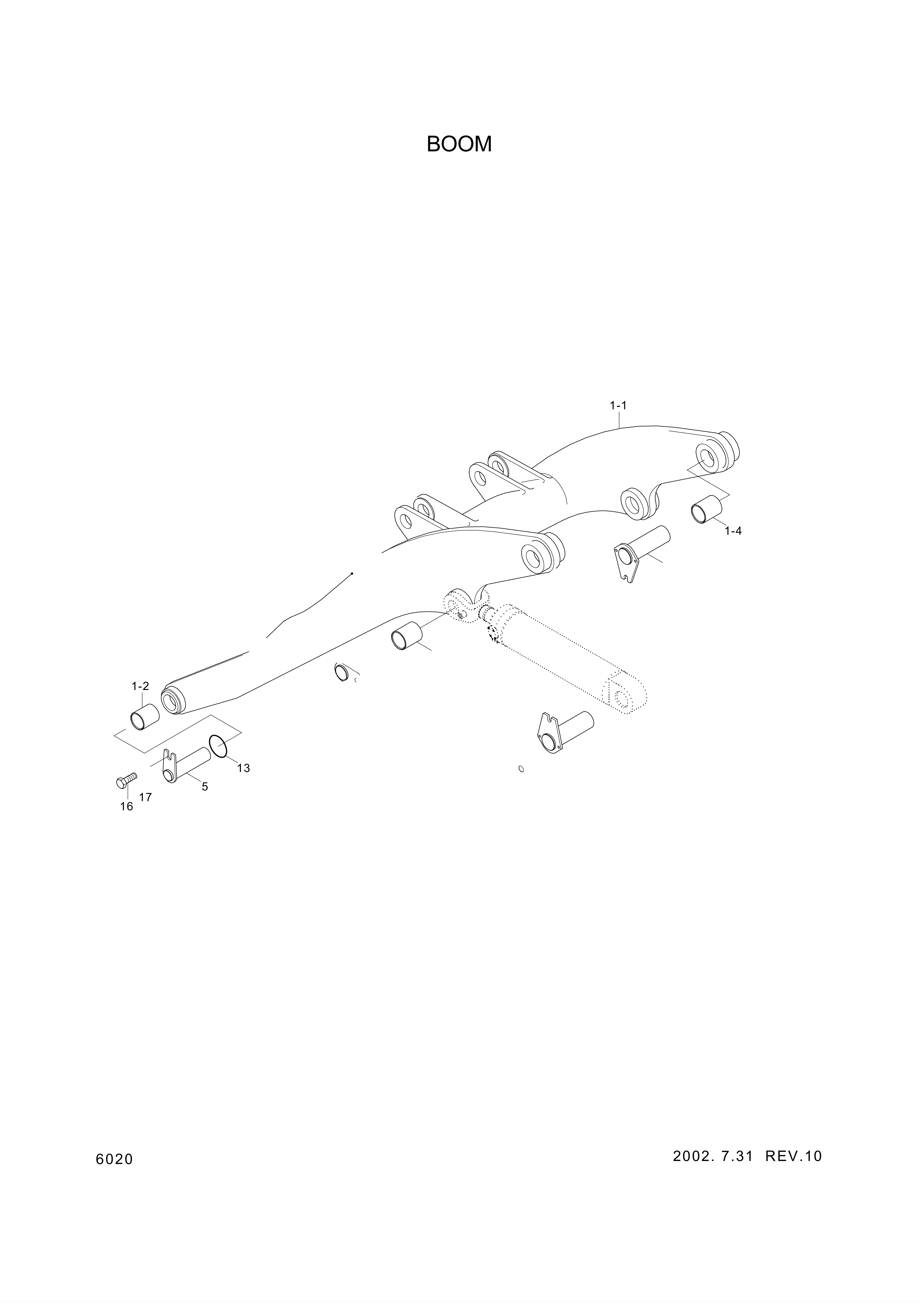 drawing for Hyundai Construction Equipment 61L6-01851 - BOOM ASSY