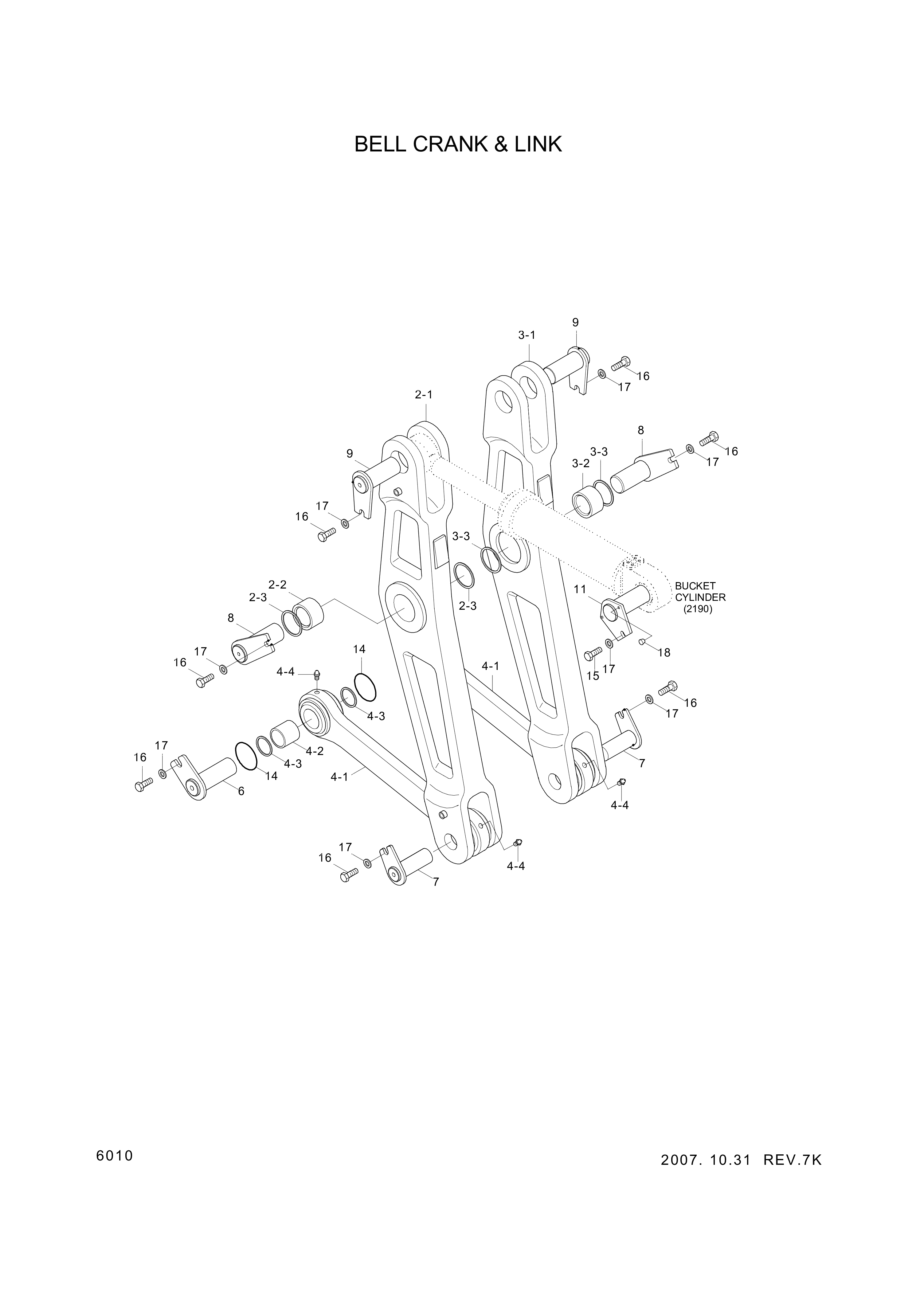 Technical drawing of Hyundai Construction Equipment 61L6-00611 PIN-JOINT with dimensions and layout