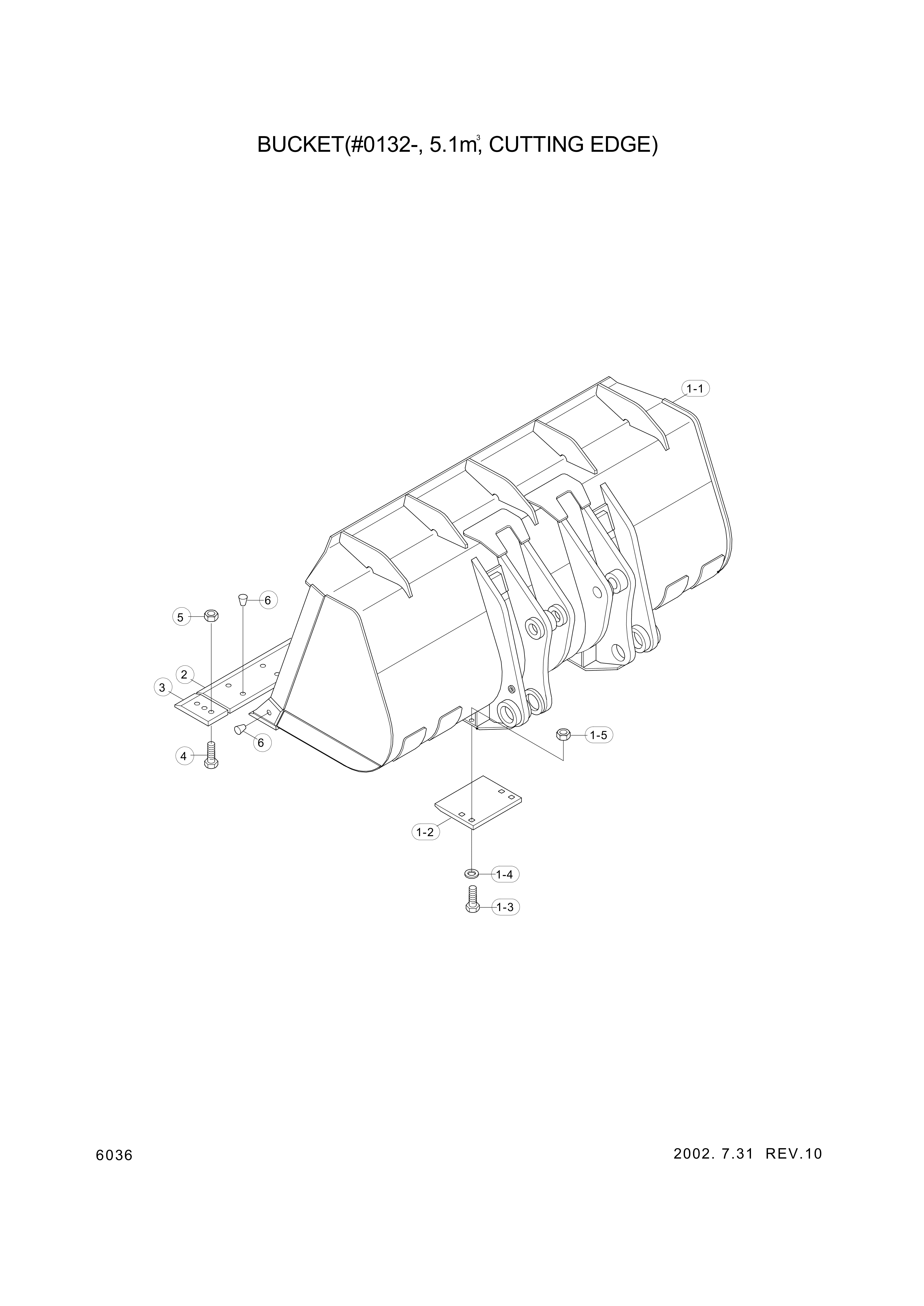 Technical drawing of Hyundai Construction Equipment 61L6-02010 BUCKET ASSY with dimensions and layout (figure 2)