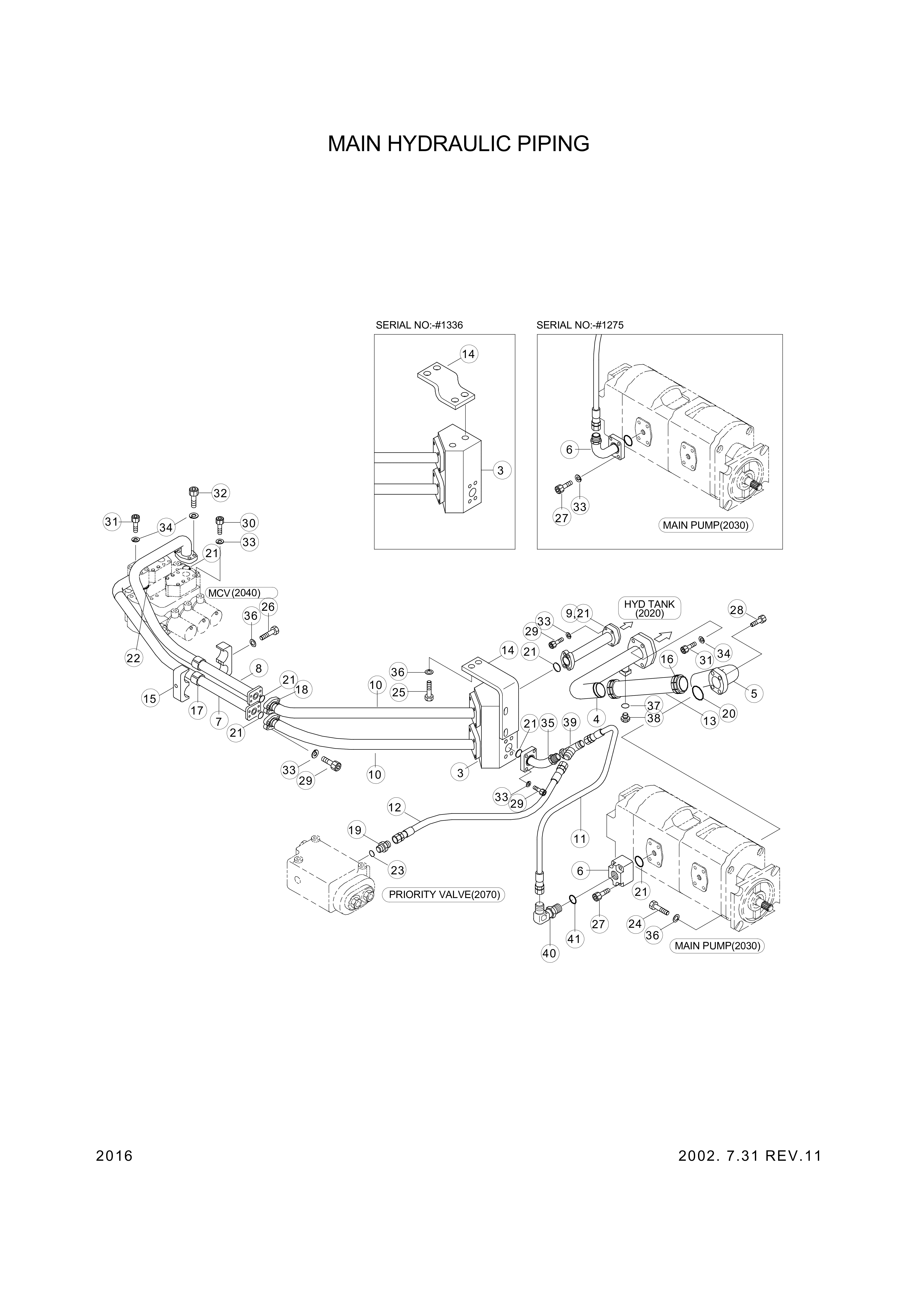 Technical drawing of Hyundai Construction Equipment 34L3-01081 PIPE ASSY-HYD with dimensions and layout