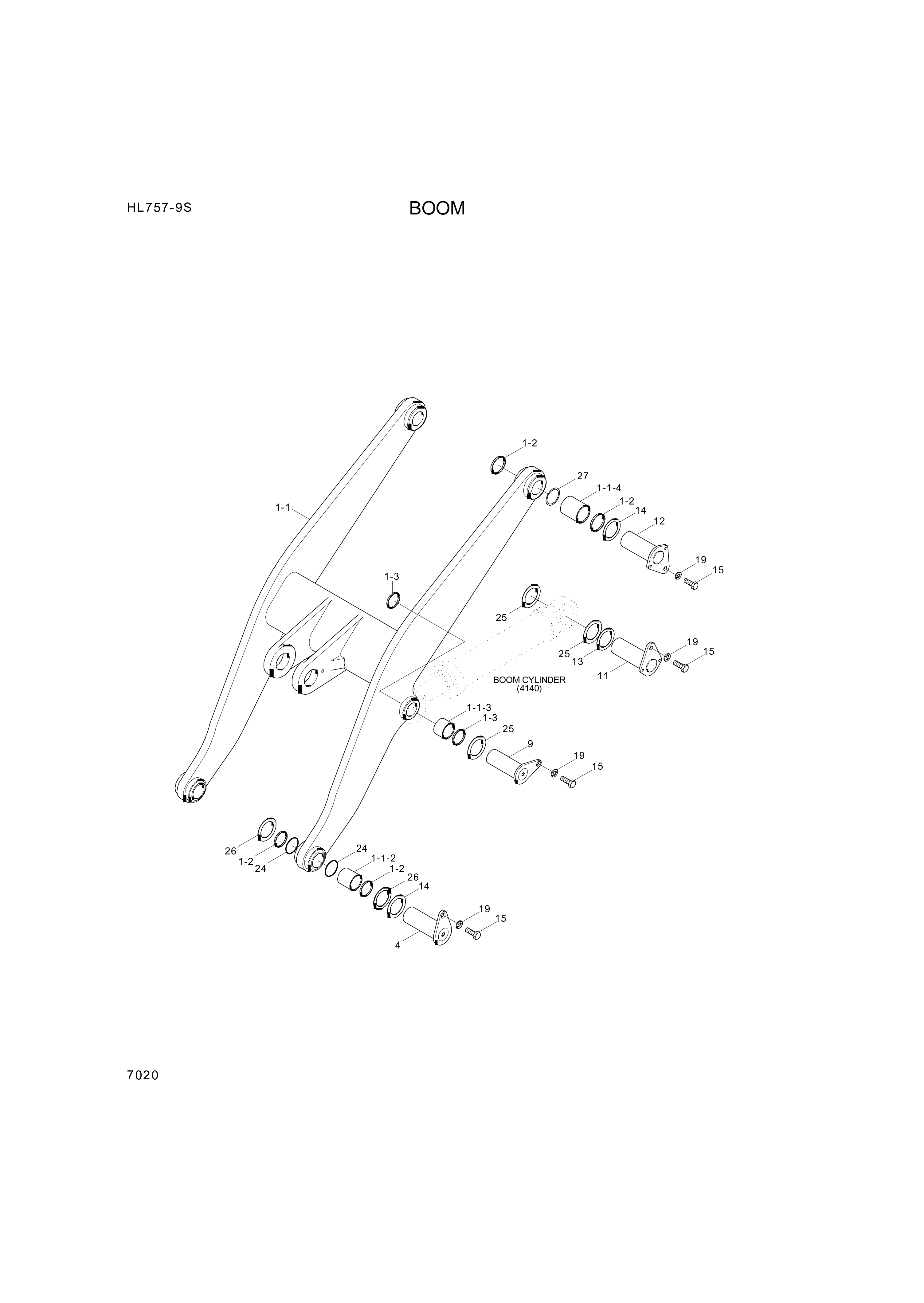 Technical drawing of Hyundai Construction Equipment 61LM-10220 SPACER-PIN with dimensions and layout (figure 4)