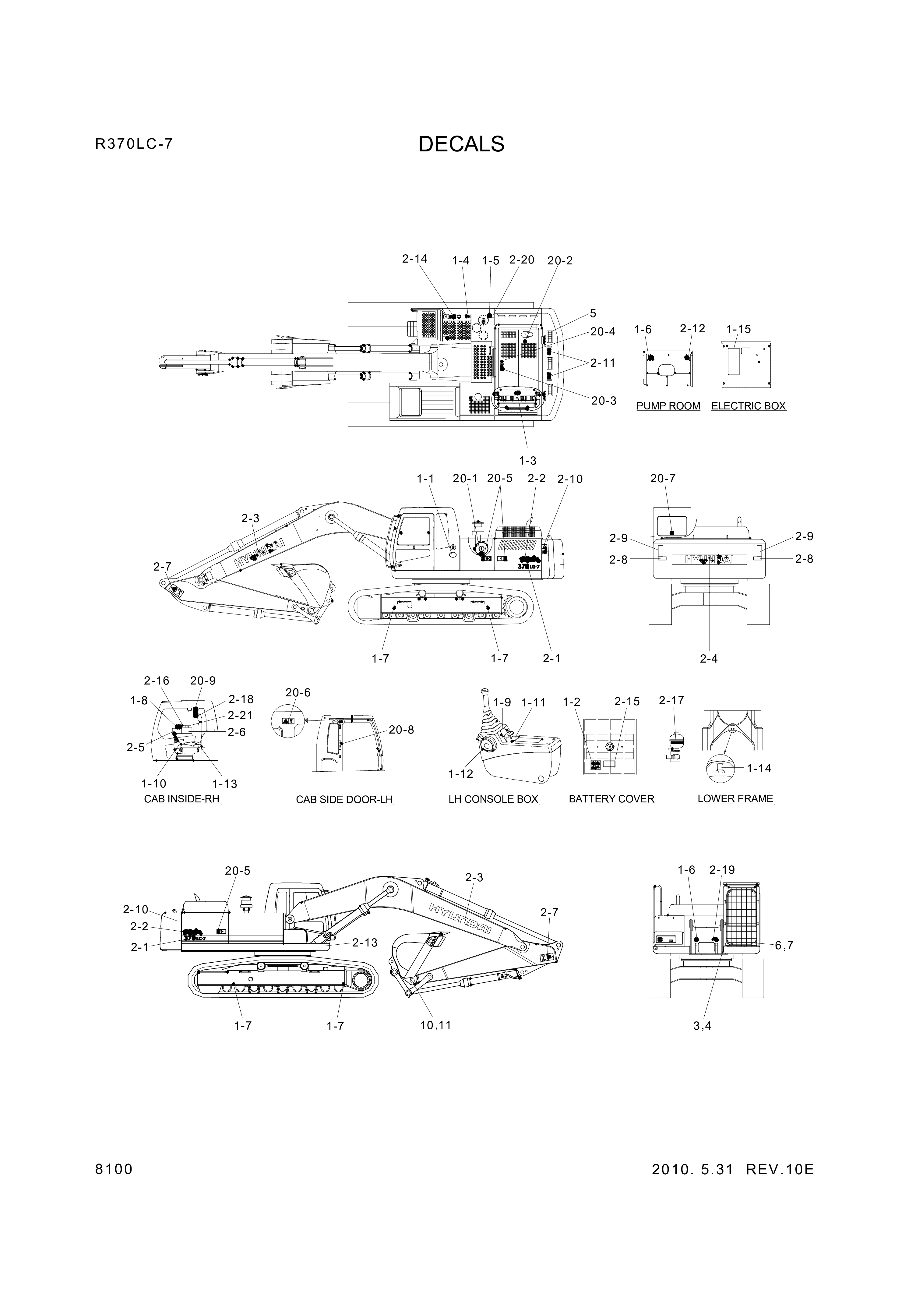 drawing for Hyundai Construction Equipment 93NA-06400 - DECAL KIT-B