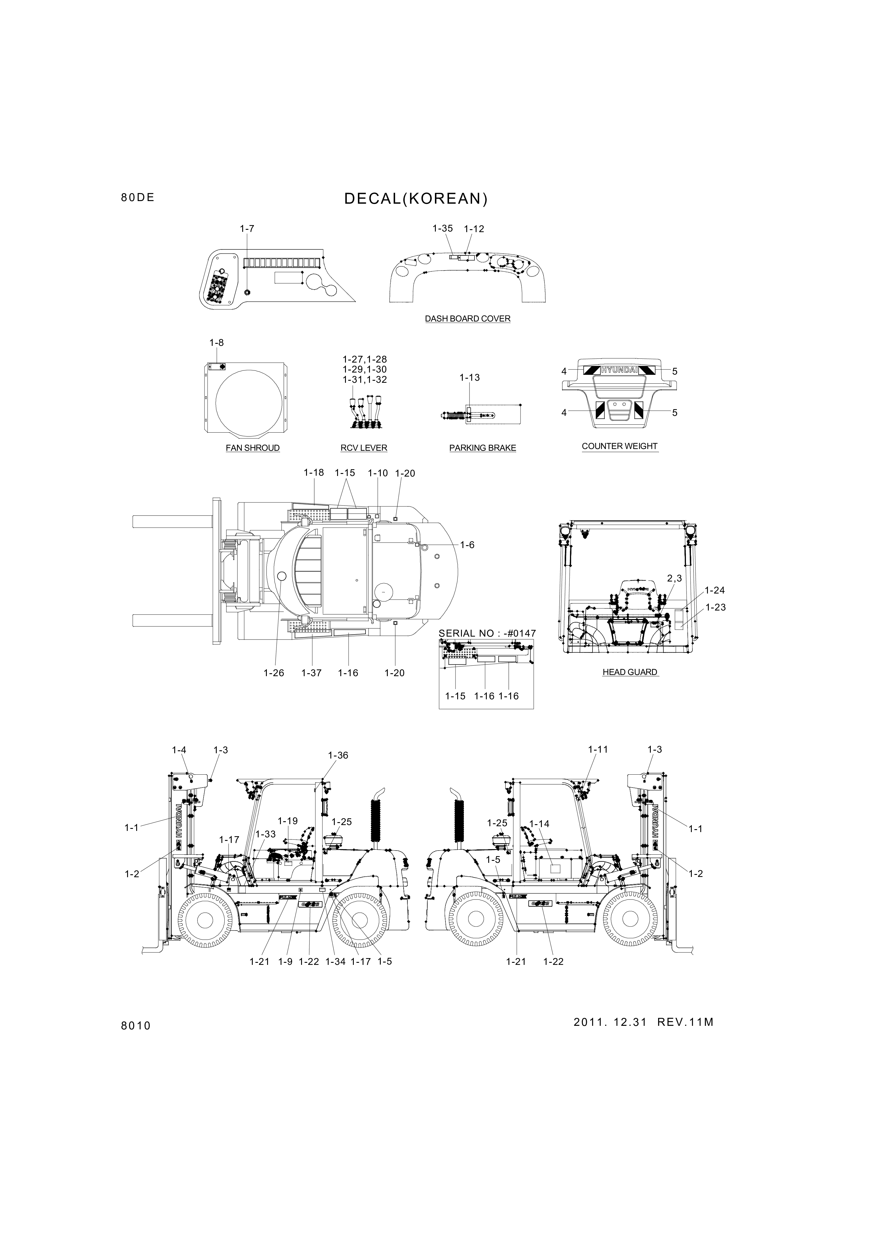 drawing for Hyundai Construction Equipment 93FT-40710 - DECAL-TILT