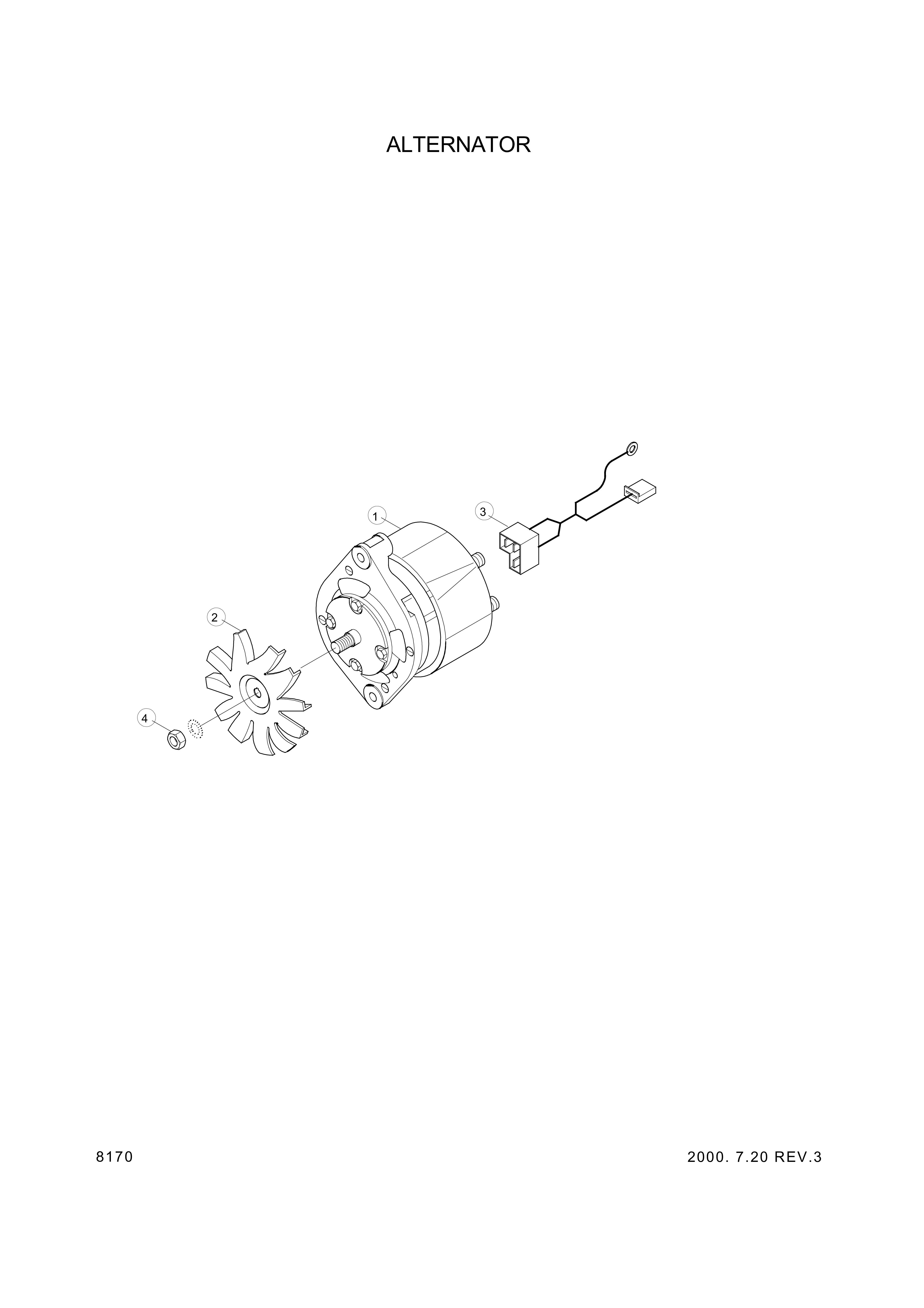 drawing for Hyundai Construction Equipment YUBP-07124 - FAN-ALTERNATOR