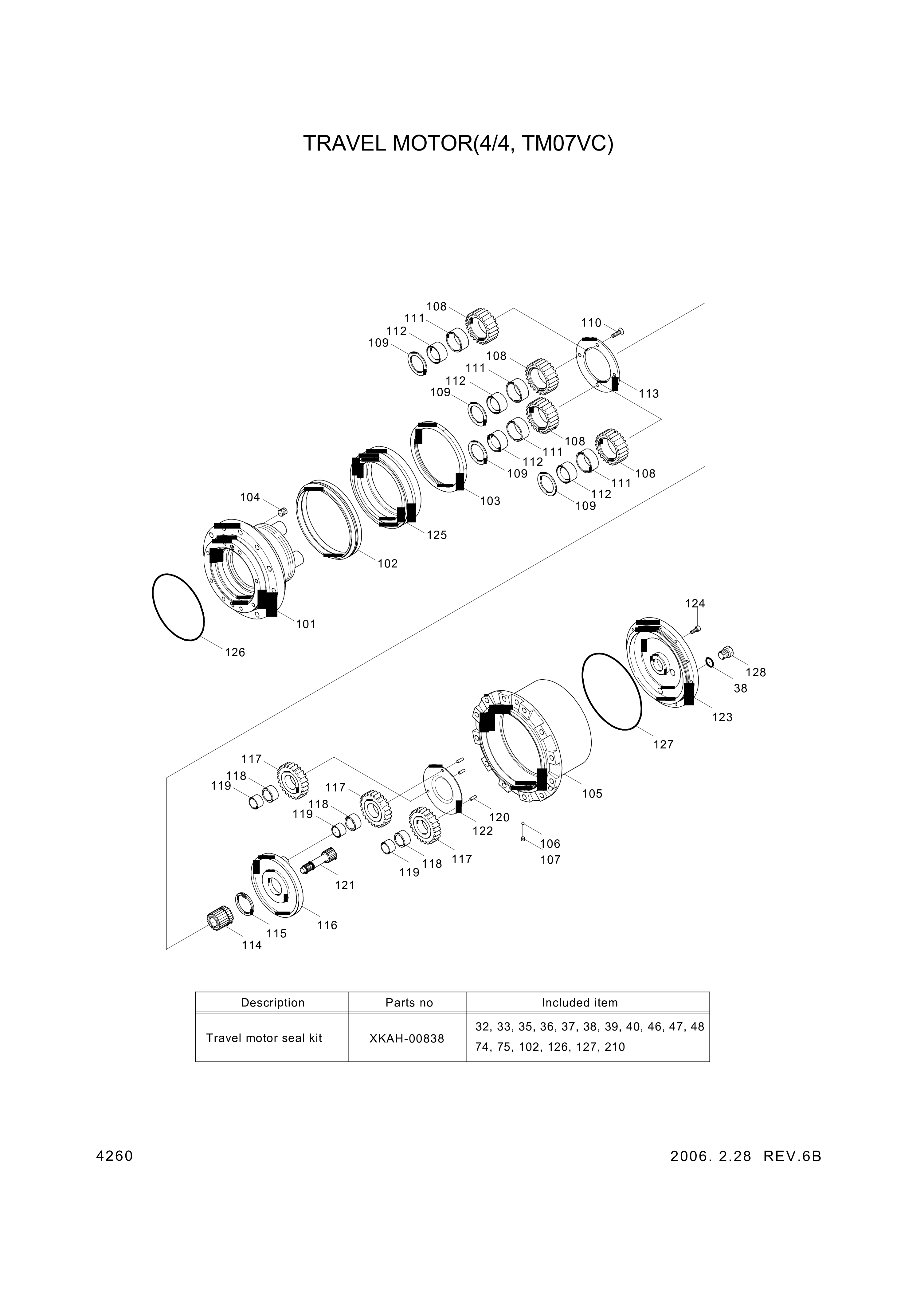 Technical drawing of Hyundai Construction Equipment XKAH-00803 GEAR-DRIVE with dimensions and layout (figure 3)