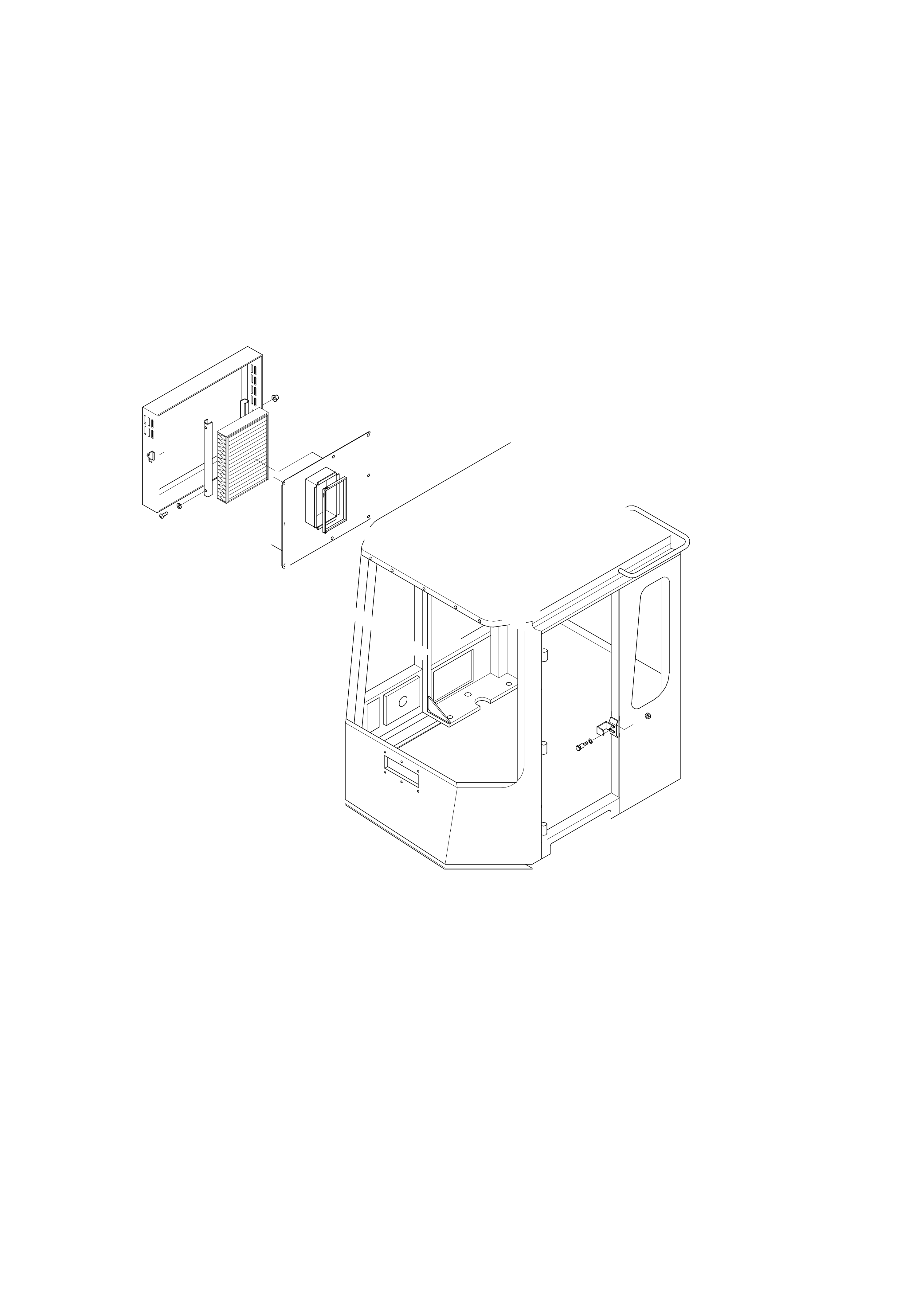 Technical drawing of Hyundai Construction Equipment 74L3-05354 CABIN ASSY with dimensions and layout (figure 3)