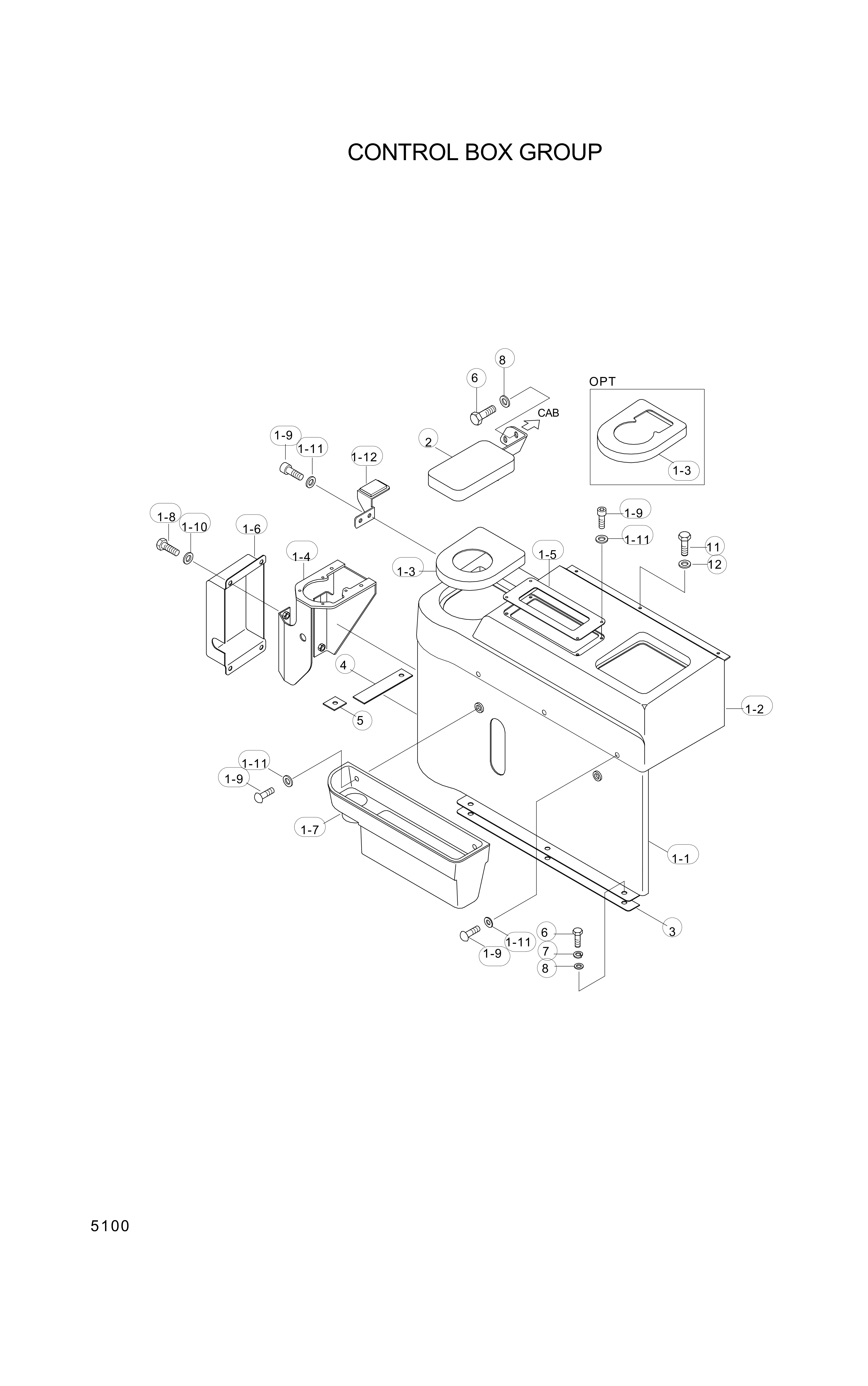 Technical drawing of Hyundai Construction Equipment S017-100266 BOLT-HEX with dimensions and layout (figure 2)