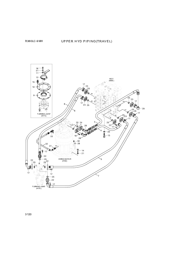 Technical drawing of Hyundai Construction Equipment P930-166012 HOSE ASSY-ORFS&amp;THD with dimensions and layout (figure 4)