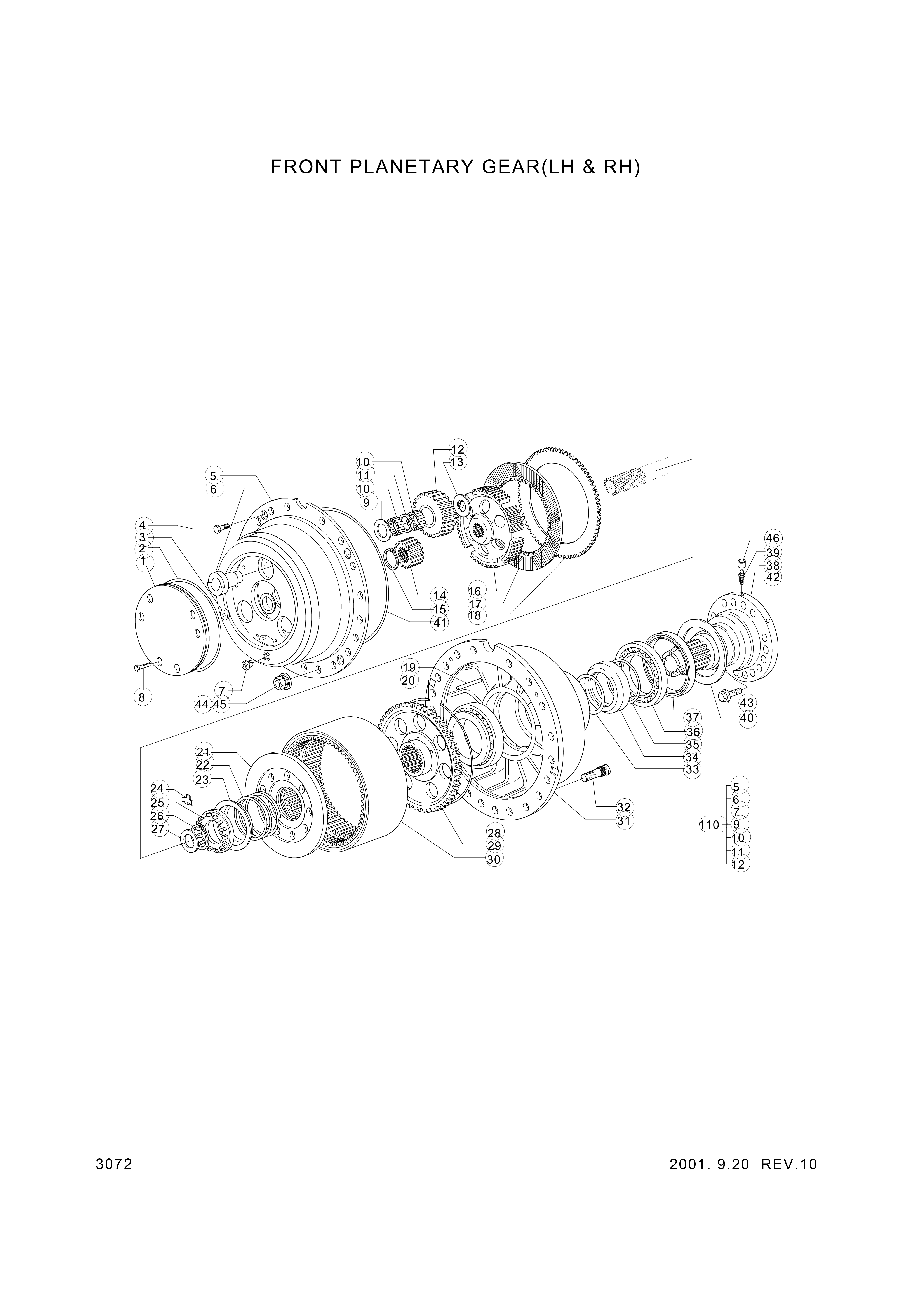 drawing for Hyundai Construction Equipment 3217423 - SUPPORT-WHEEL