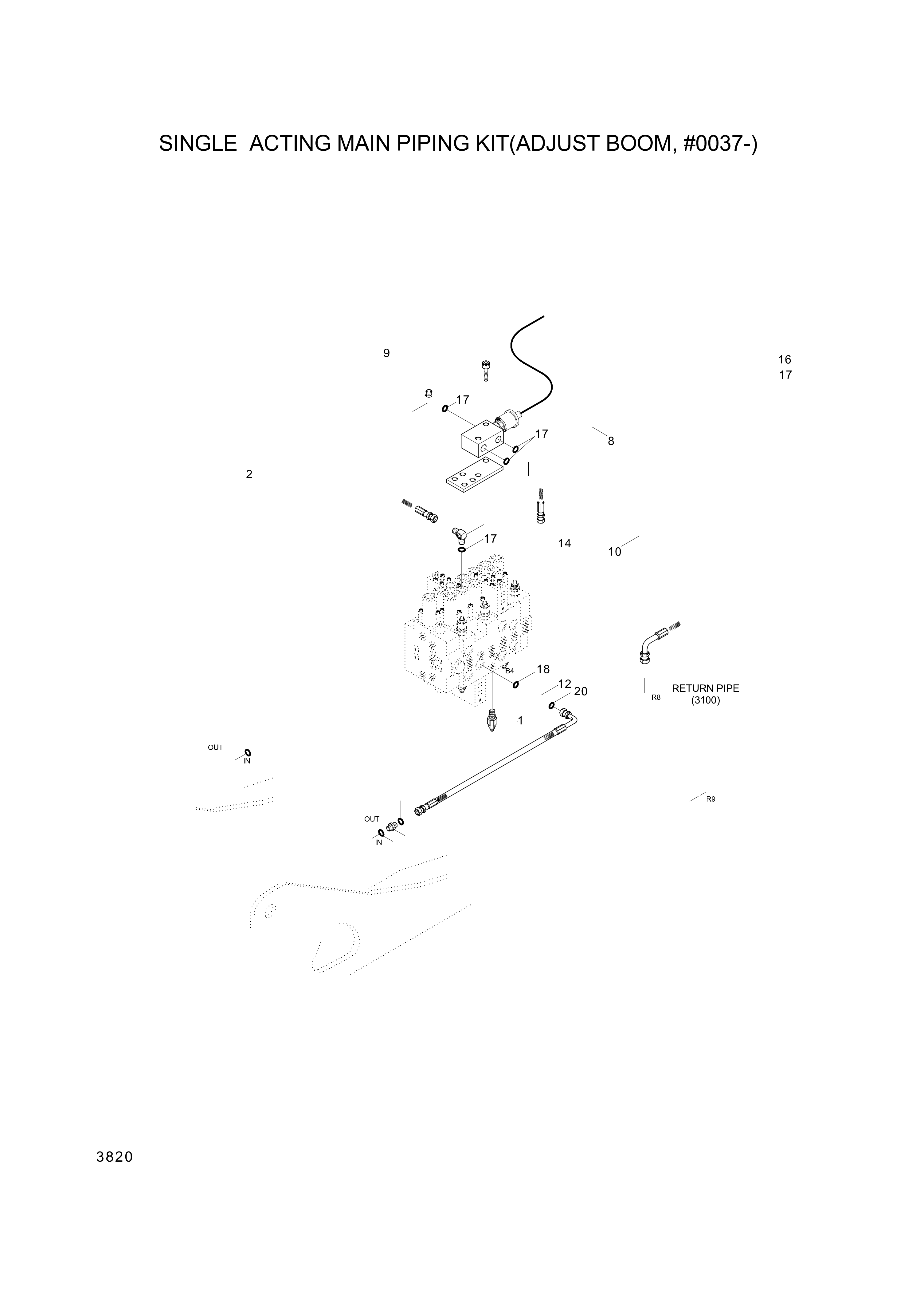 Technical drawing of Hyundai Construction Equipment P933-126015 HOSE ASSY-ORFS&amp;THD with dimensions and layout