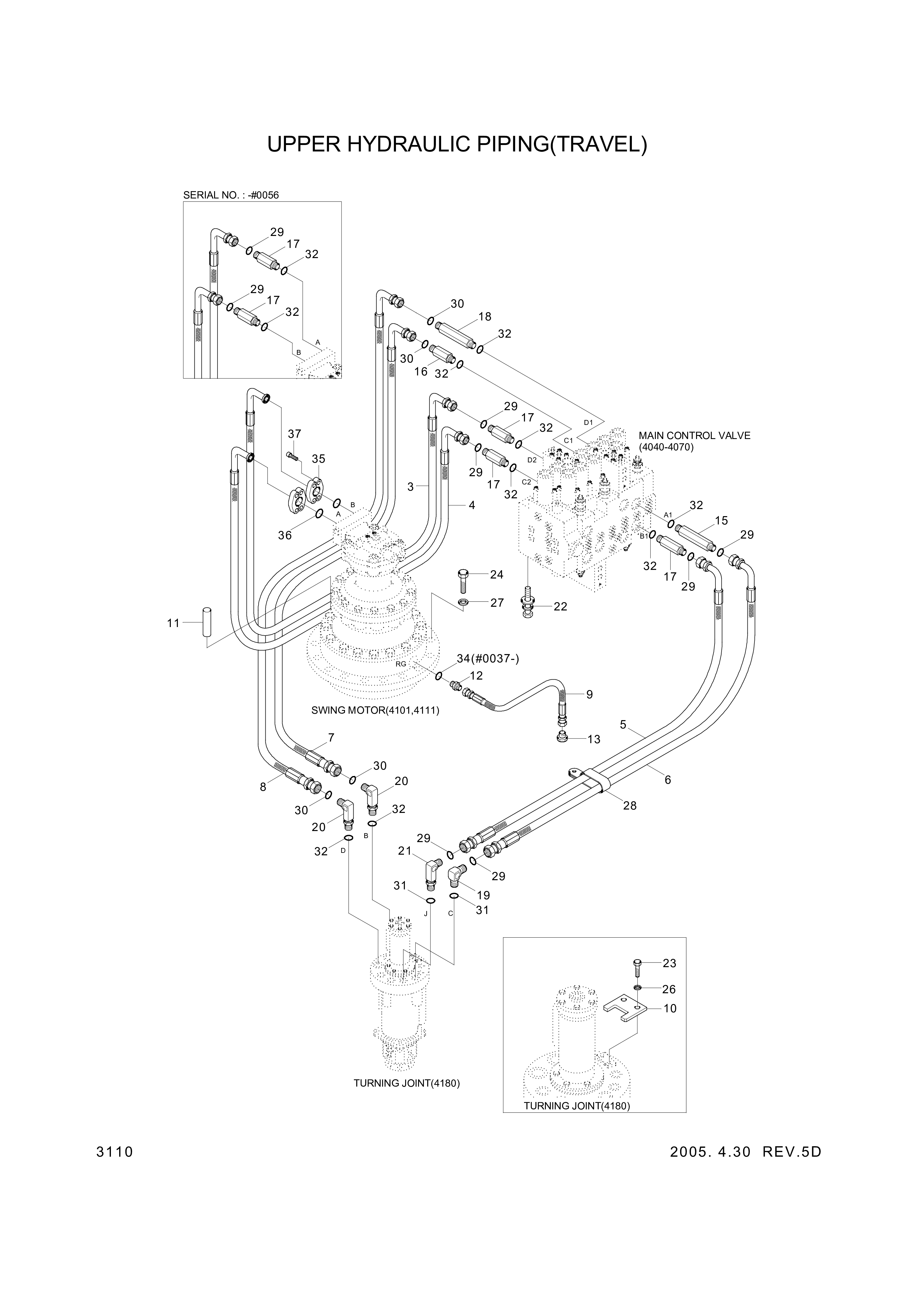 drawing for Hyundai Construction Equipment P930-087025 - HOSE ASSY-ORFS&THD