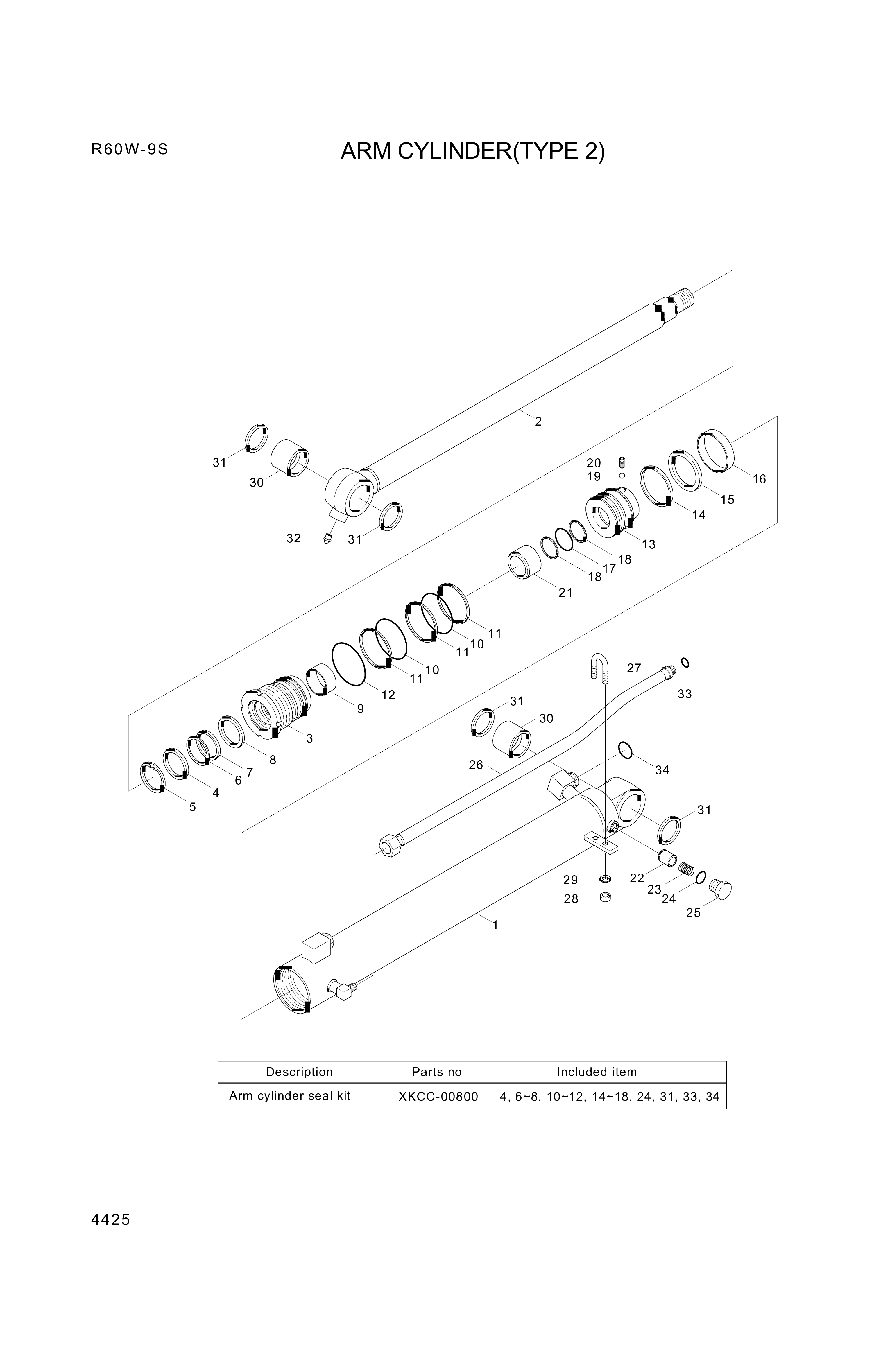 drawing for Hyundai Construction Equipment 61M9-90510 - BUSHING-PIN
