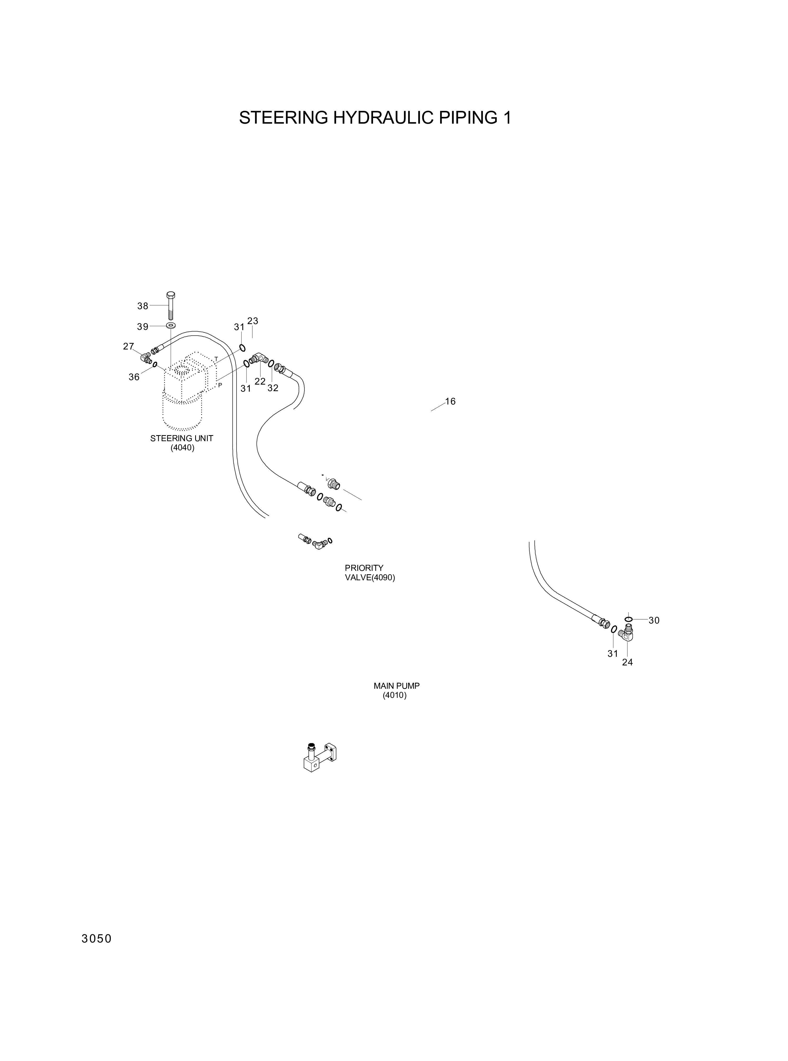 Technical drawing of Hyundai Construction Equipment P930-124010 HOSE ASSY-ORFS&amp;THD with dimensions and layout (figure 4)