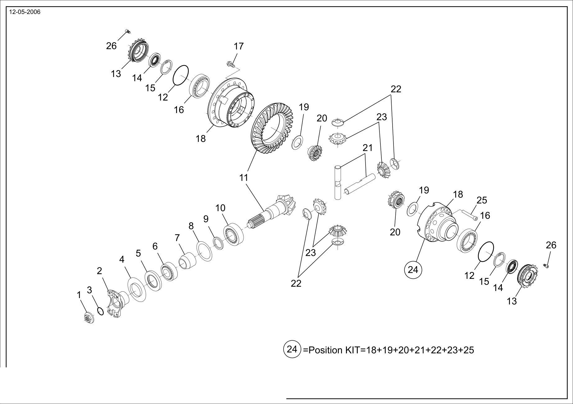 drawing for MERLO 048701 - DIFFERENTIAL PINION