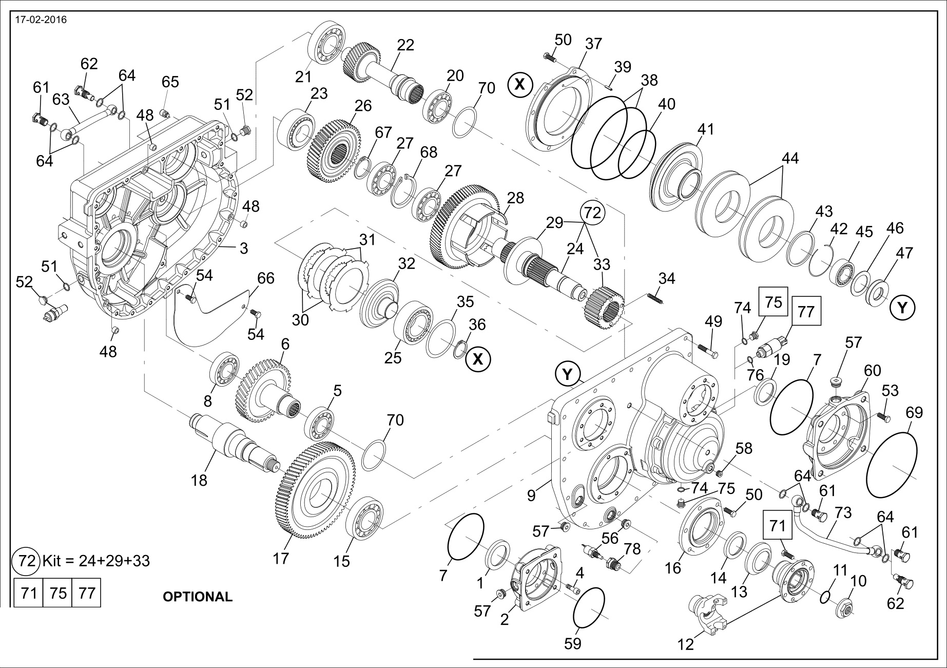 drawing for AGCO X619076000005 - TAPER ROLLER BEARING