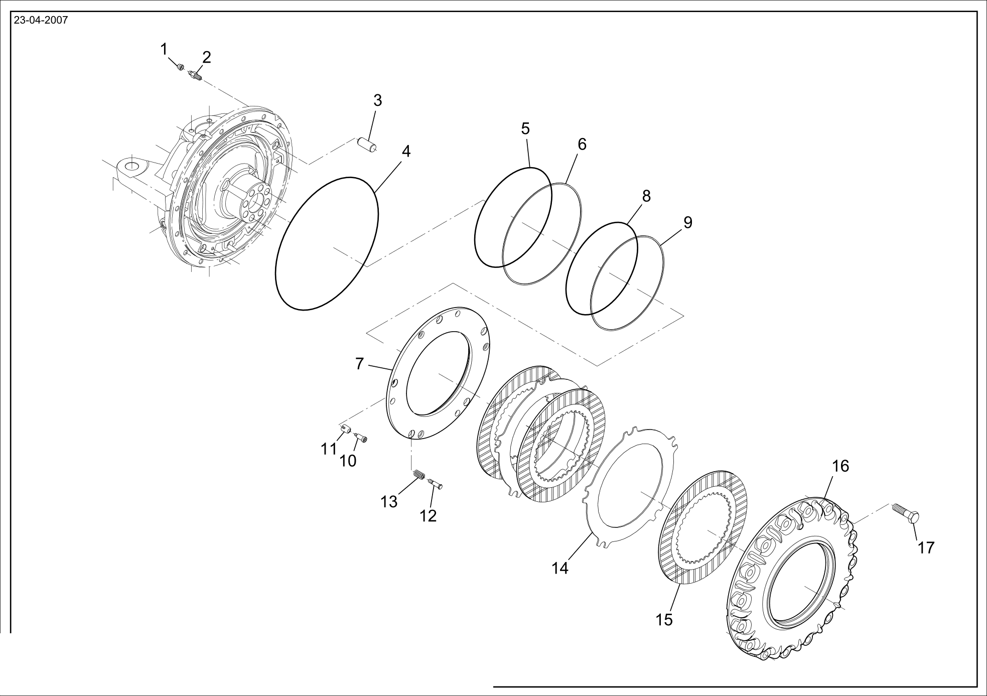 Technical drawing of CNH NEW HOLLAND 72115898 BRAKE DISC with dimensions and layout