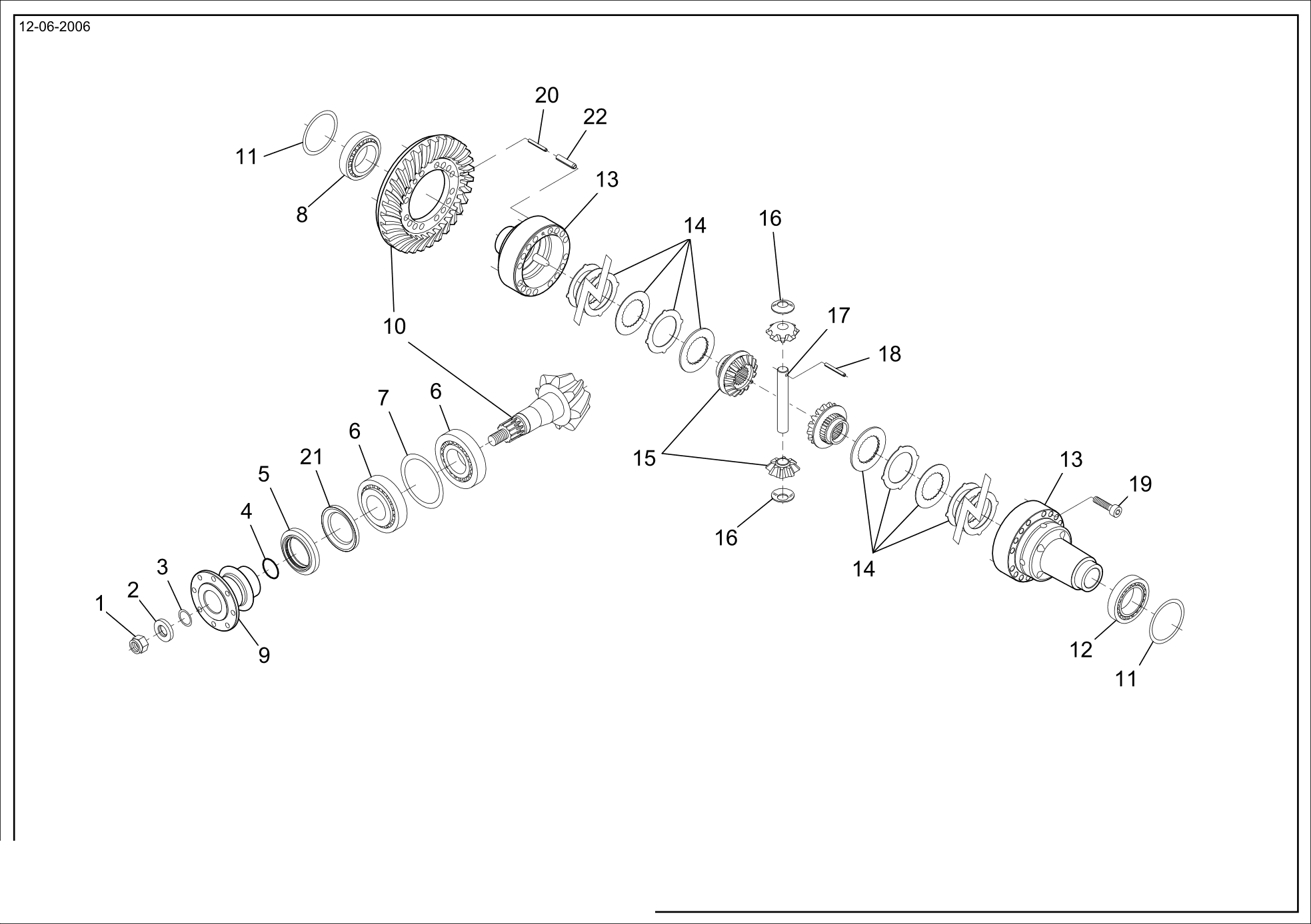 Technical drawing of CNH NEW HOLLAND 354726A1 BEARING with dimensions and layout