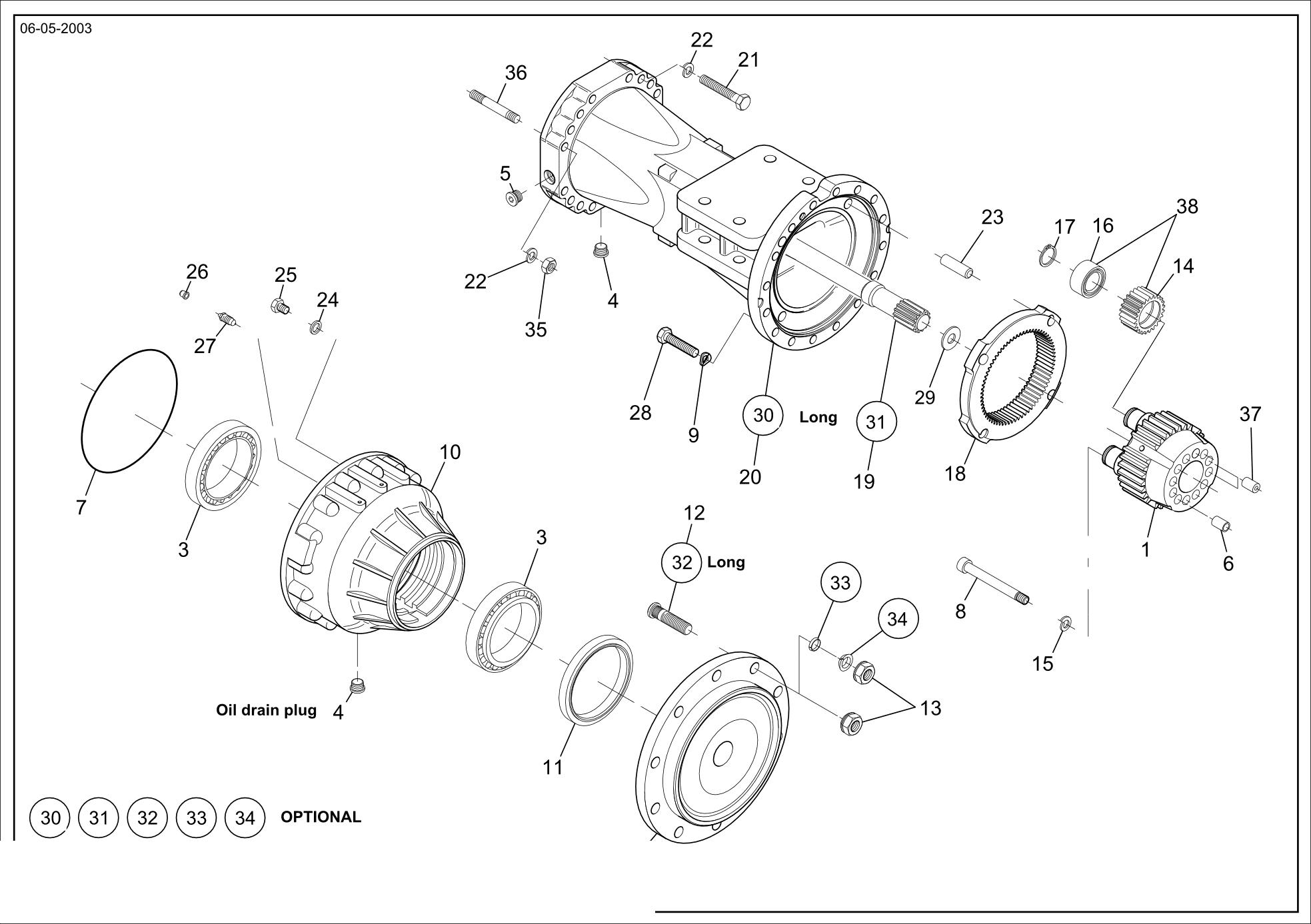 Technical drawing of CNH NEW HOLLAND 71477144 HALF SHAFT with dimensions and layout (figure 2)