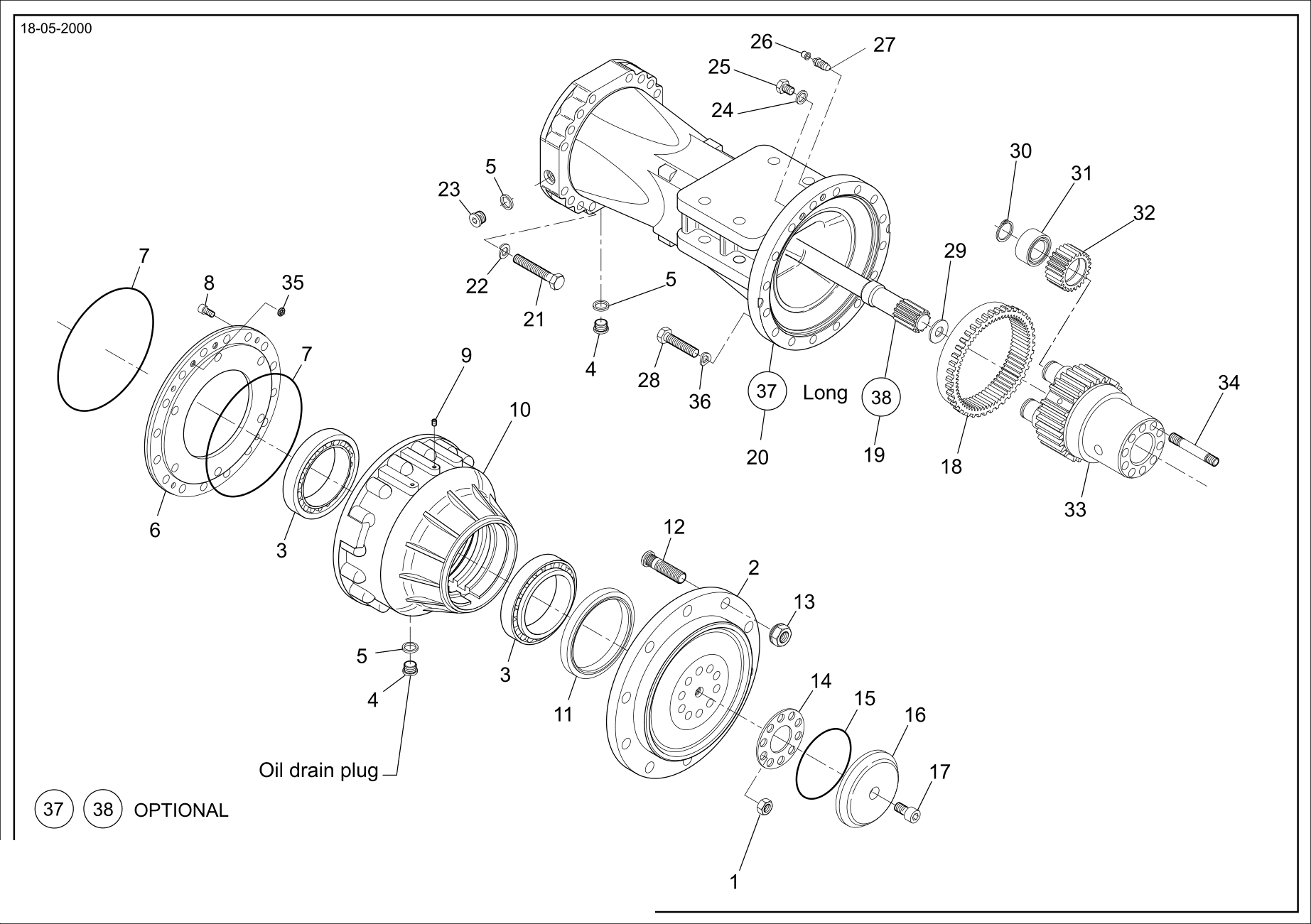 Technical drawing of CNH NEW HOLLAND 71477144 HALF SHAFT with dimensions and layout (figure 3)